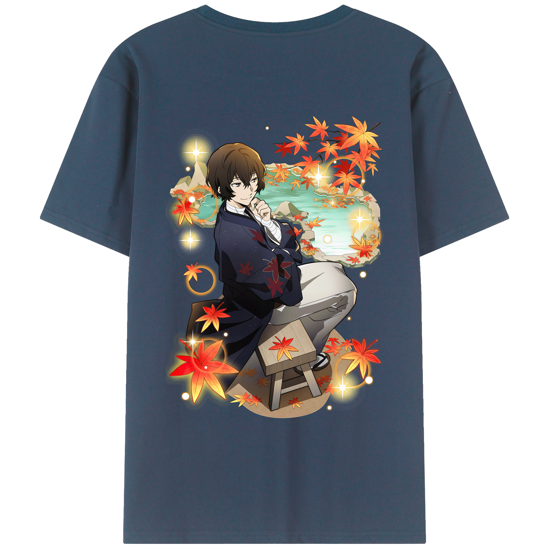 （画像用） 文豪ストレイドッグス Bungo Stray Dogs 綿100％ メンズ半袖Tシャツ（バックプリント） 通気性