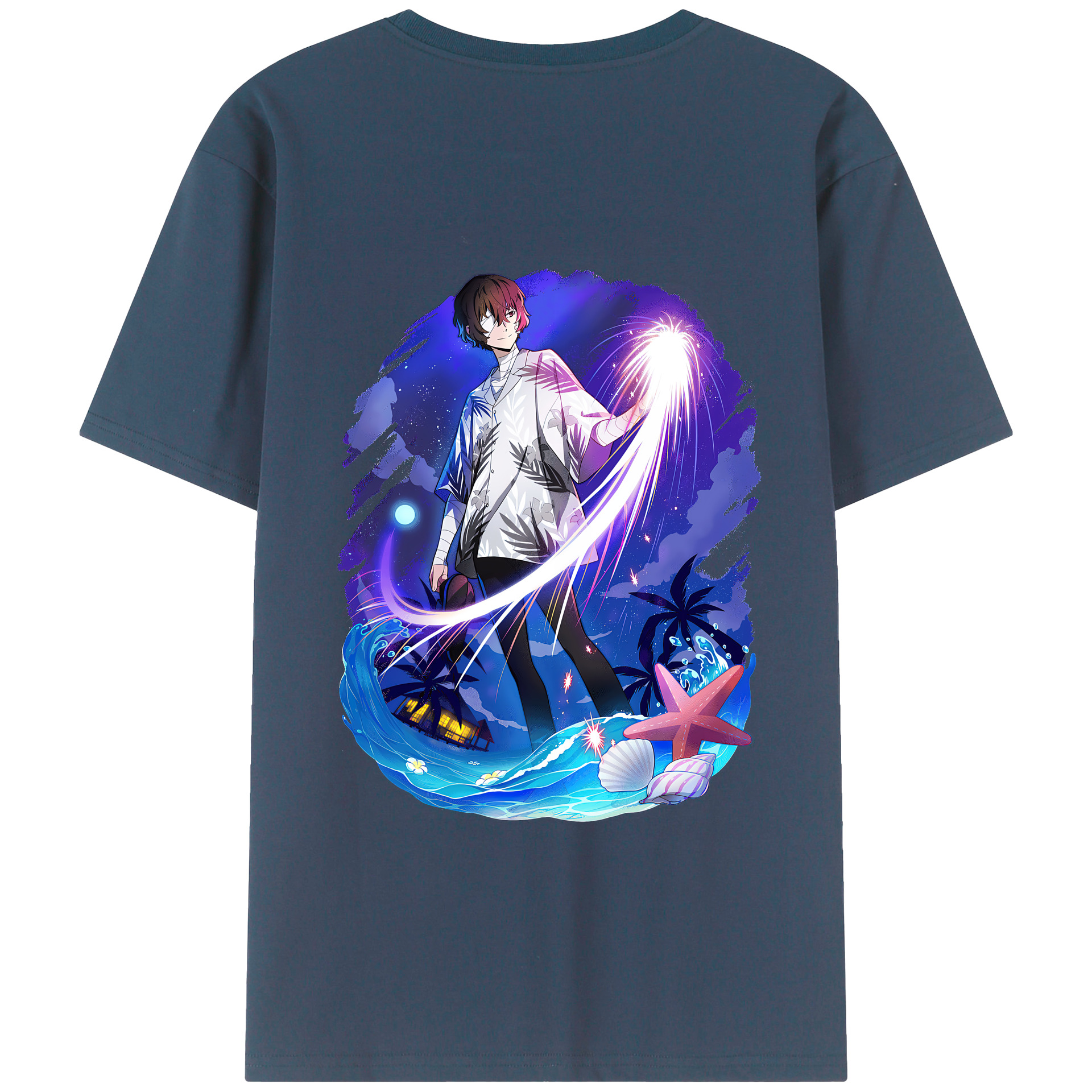 （画像用） 文豪ストレイドッグス Bungo Stray Dogs 綿100％ メンズ半袖Tシャツ（バックプリント） 通気性