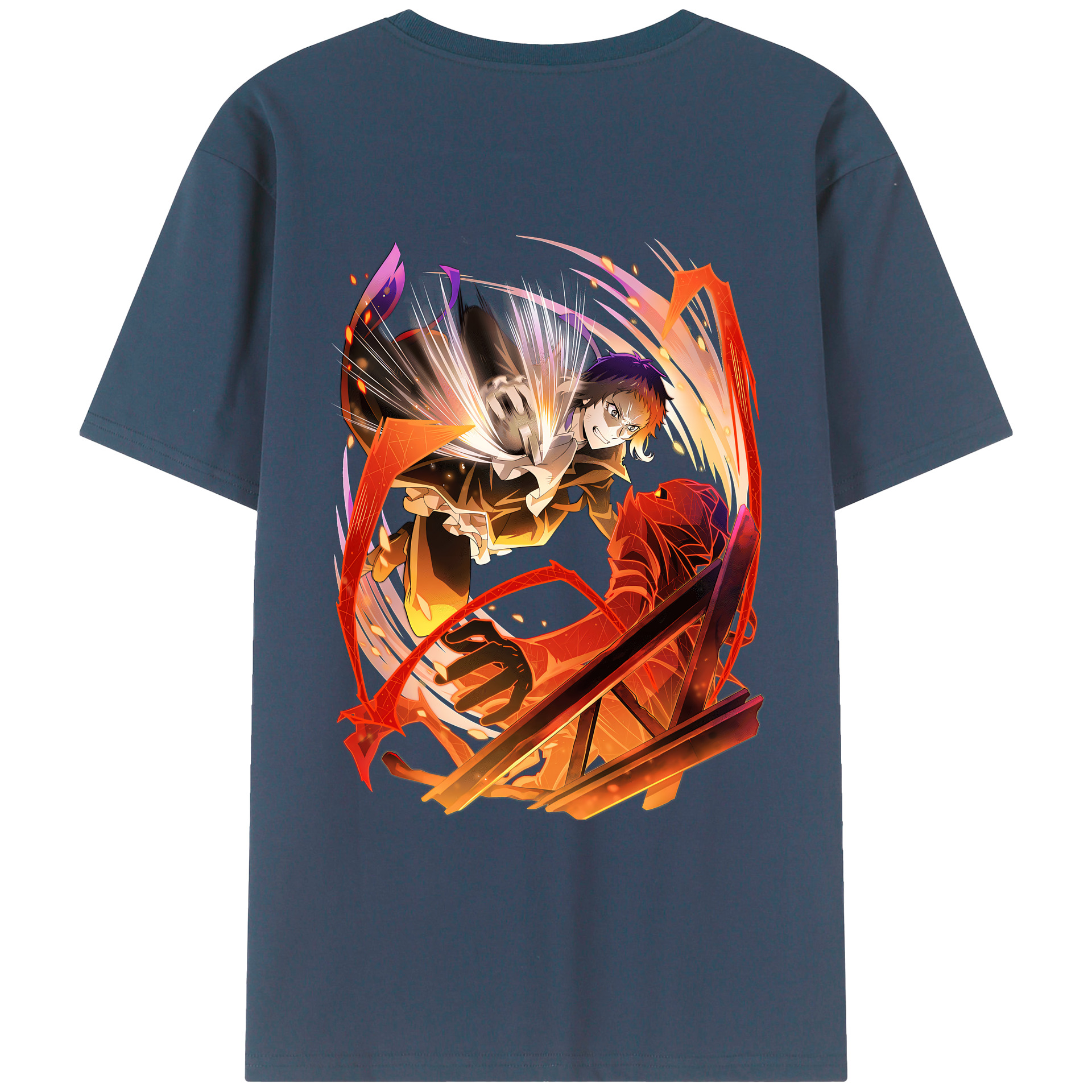 （画像用） 文豪ストレイドッグス Bungo Stray Dogs 綿100％ メンズ半袖Tシャツ（バックプリント） 通気性