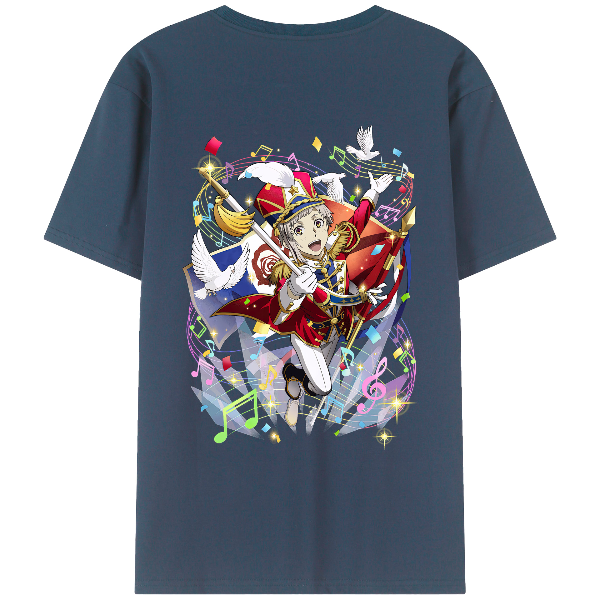 （画像用） 文豪ストレイドッグス Bungo Stray Dogs 綿100％ メンズ半袖Tシャツ（バックプリント） 通気性