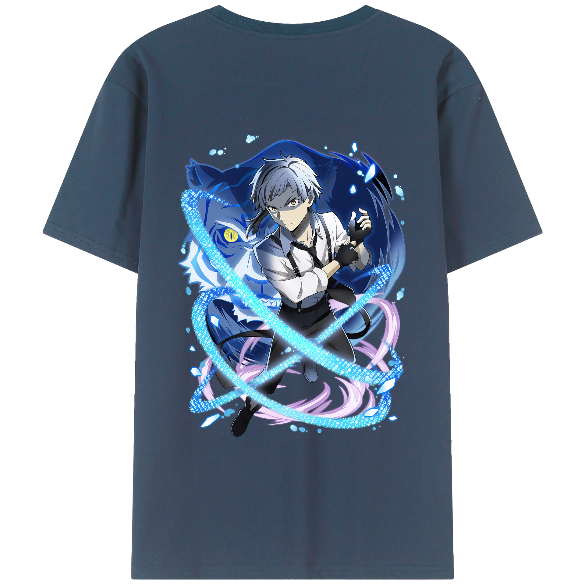 （画像用） 文豪ストレイドッグス Bungo Stray Dogs 綿100％ メンズ半袖Tシャツ（バックプリント） 通気性
