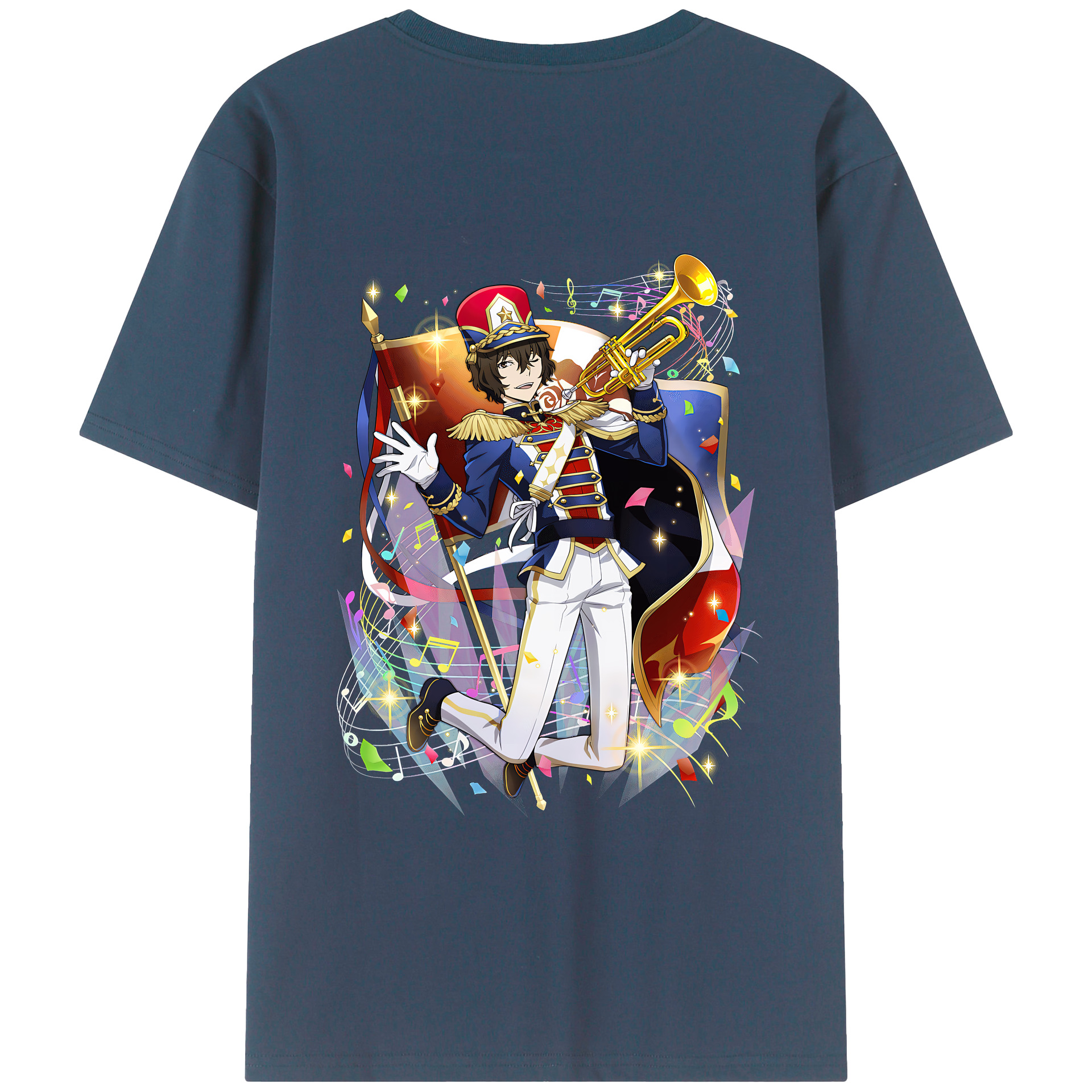 （画像用） 文豪ストレイドッグス Bungo Stray Dogs 綿100％ メンズ半袖Tシャツ（バックプリント） 通気性