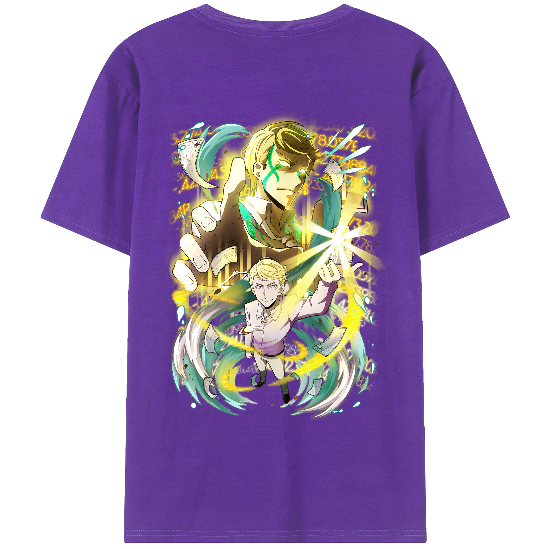 （画像用） 文豪ストレイドッグス Bungo Stray Dogs 綿100％ メンズ半袖Tシャツ（バックプリント） 通気性