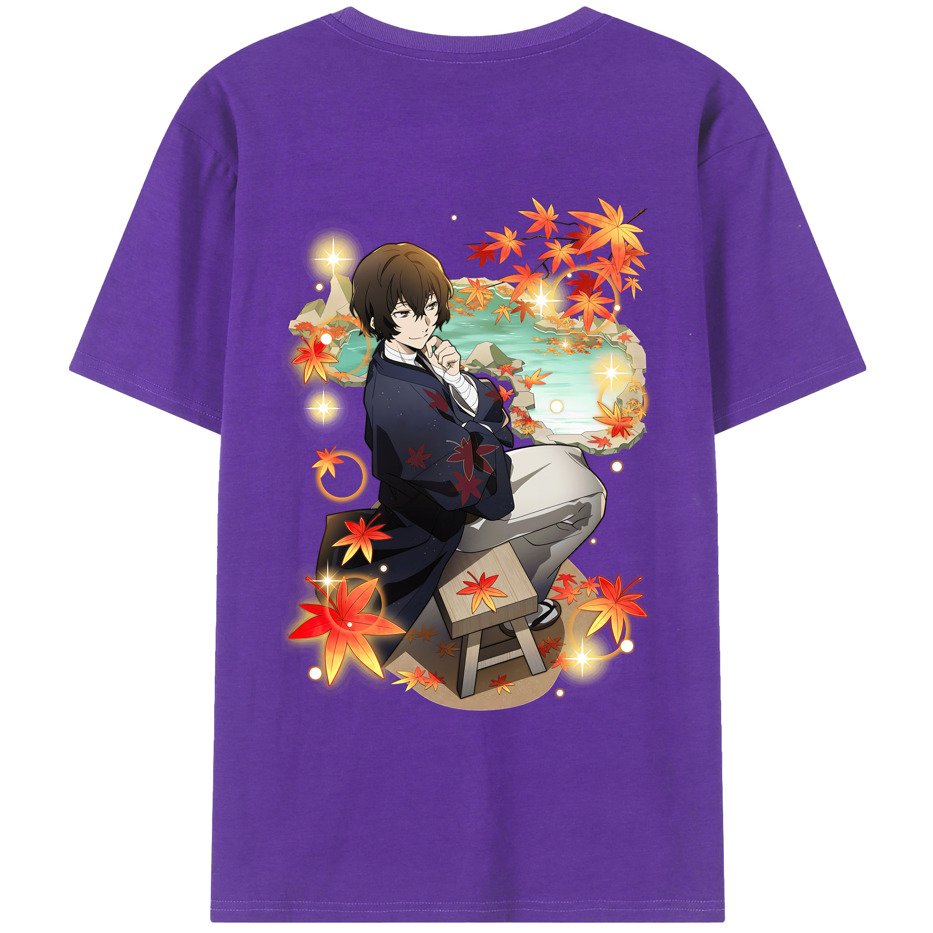 （画像用） 文豪ストレイドッグス Bungo Stray Dogs 綿100％ メンズ半袖Tシャツ（バックプリント） 通気性
