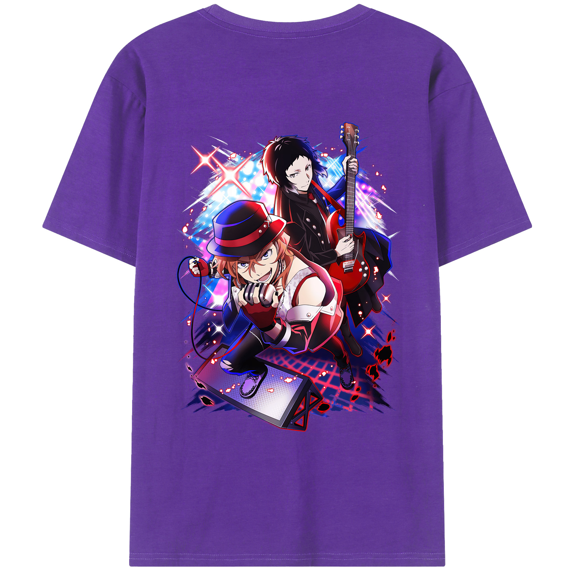 （画像用） 文豪ストレイドッグス Bungo Stray Dogs 綿100％ メンズ半袖Tシャツ（バックプリント） 通気性