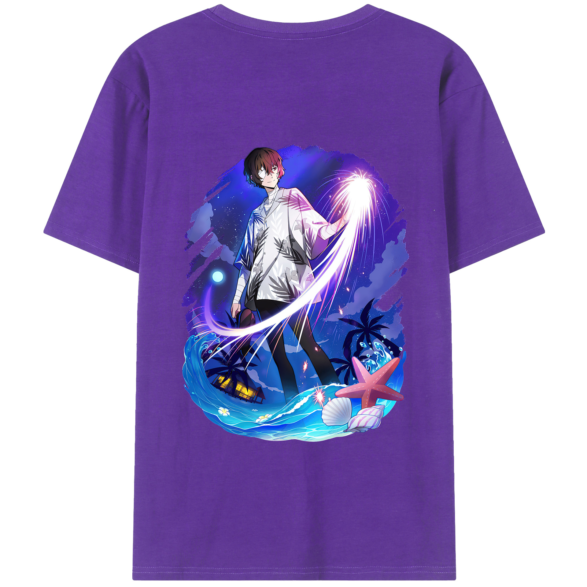 （画像用） 文豪ストレイドッグス Bungo Stray Dogs 綿100％ メンズ半袖Tシャツ（バックプリント） 通気性