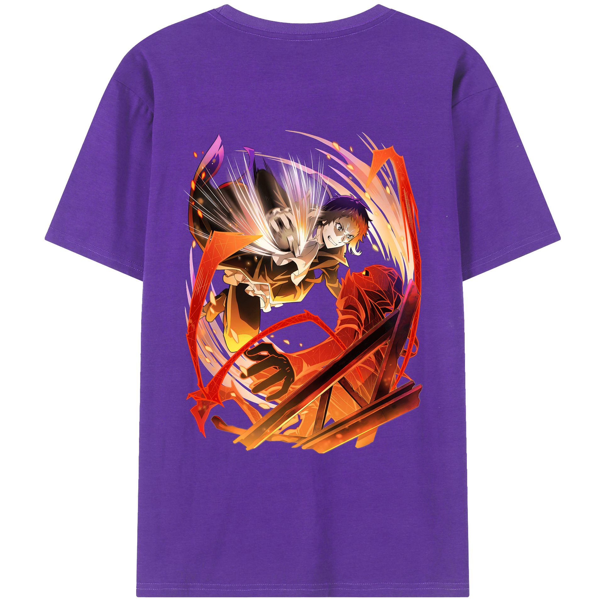 （画像用） 文豪ストレイドッグス Bungo Stray Dogs 綿100％ メンズ半袖Tシャツ（バックプリント） 通気性