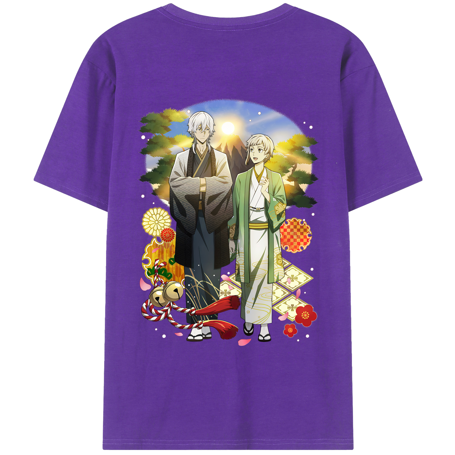 （画像用） 文豪ストレイドッグス Bungo Stray Dogs 綿100％ メンズ半袖Tシャツ（バックプリント） 通気性