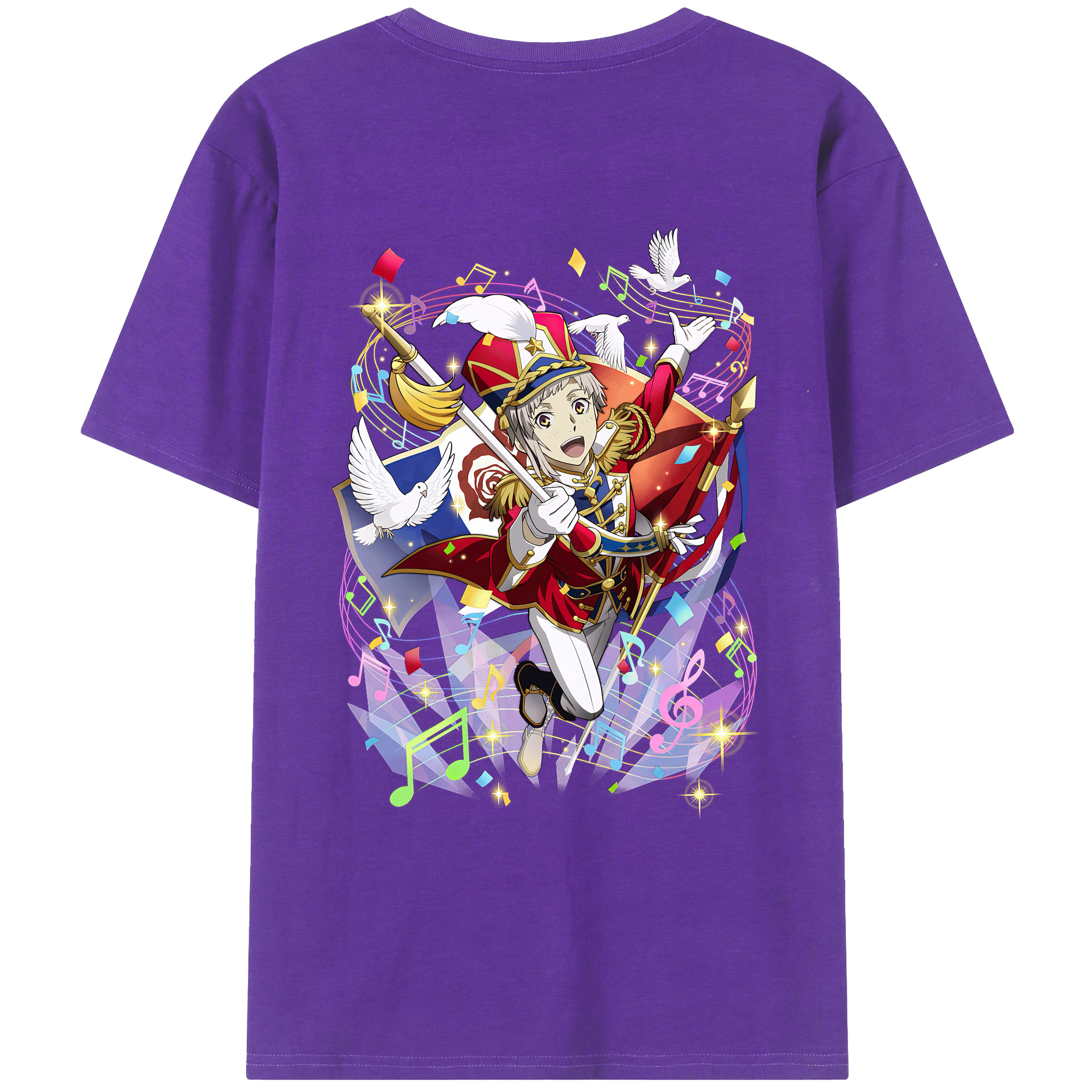 （画像用） 文豪ストレイドッグス Bungo Stray Dogs 綿100％ メンズ半袖Tシャツ（バックプリント） 通気性