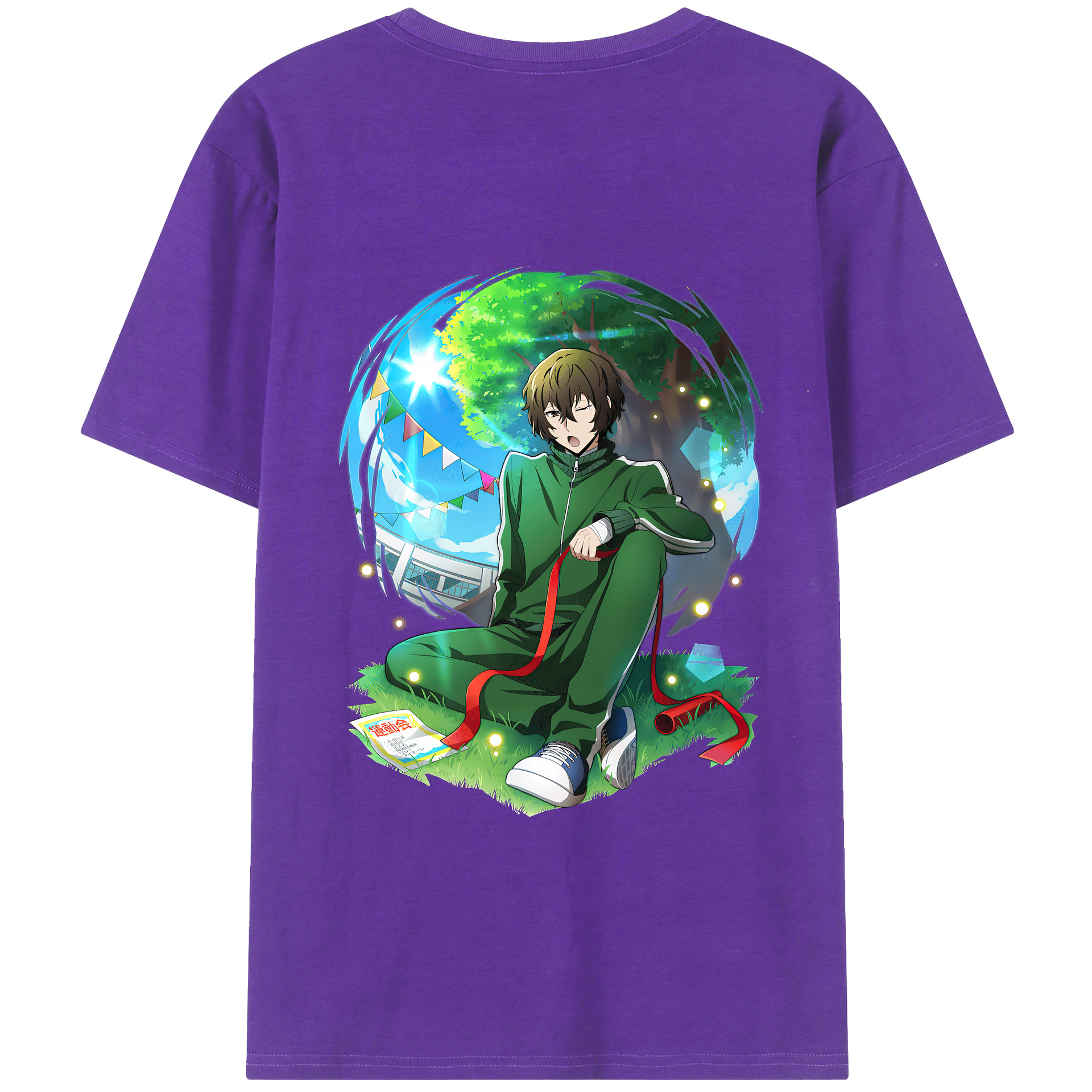 （画像用） 文豪ストレイドッグス Bungo Stray Dogs 綿100％ メンズ半袖Tシャツ（バックプリント） 通気性