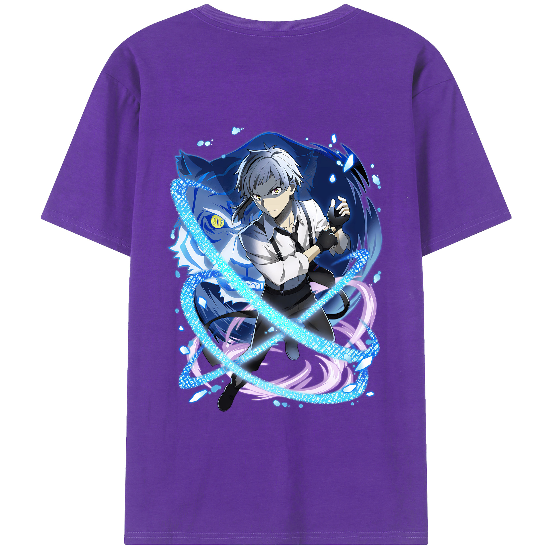 （画像用） 文豪ストレイドッグス Bungo Stray Dogs 綿100％ メンズ半袖Tシャツ（バックプリント） 通気性