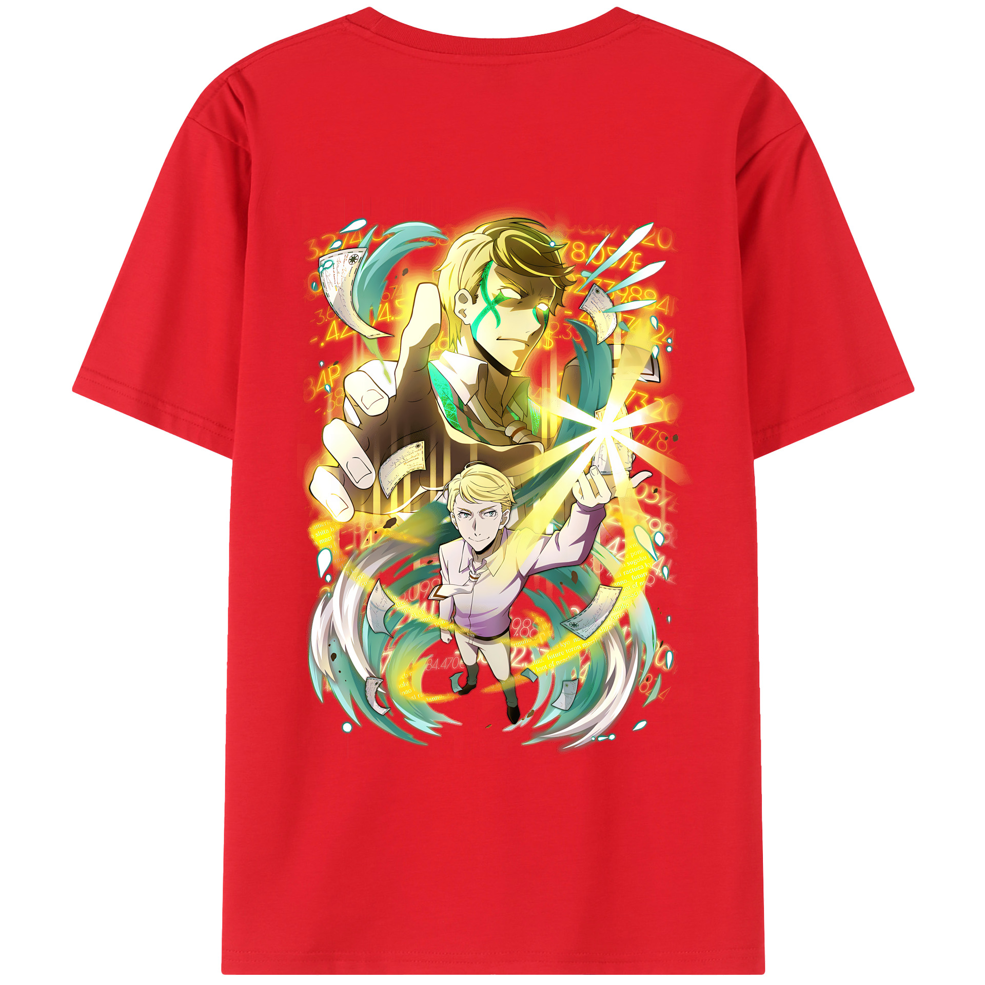 （画像用） 文豪ストレイドッグス Bungo Stray Dogs 綿100％ メンズ半袖Tシャツ（バックプリント） 通気性