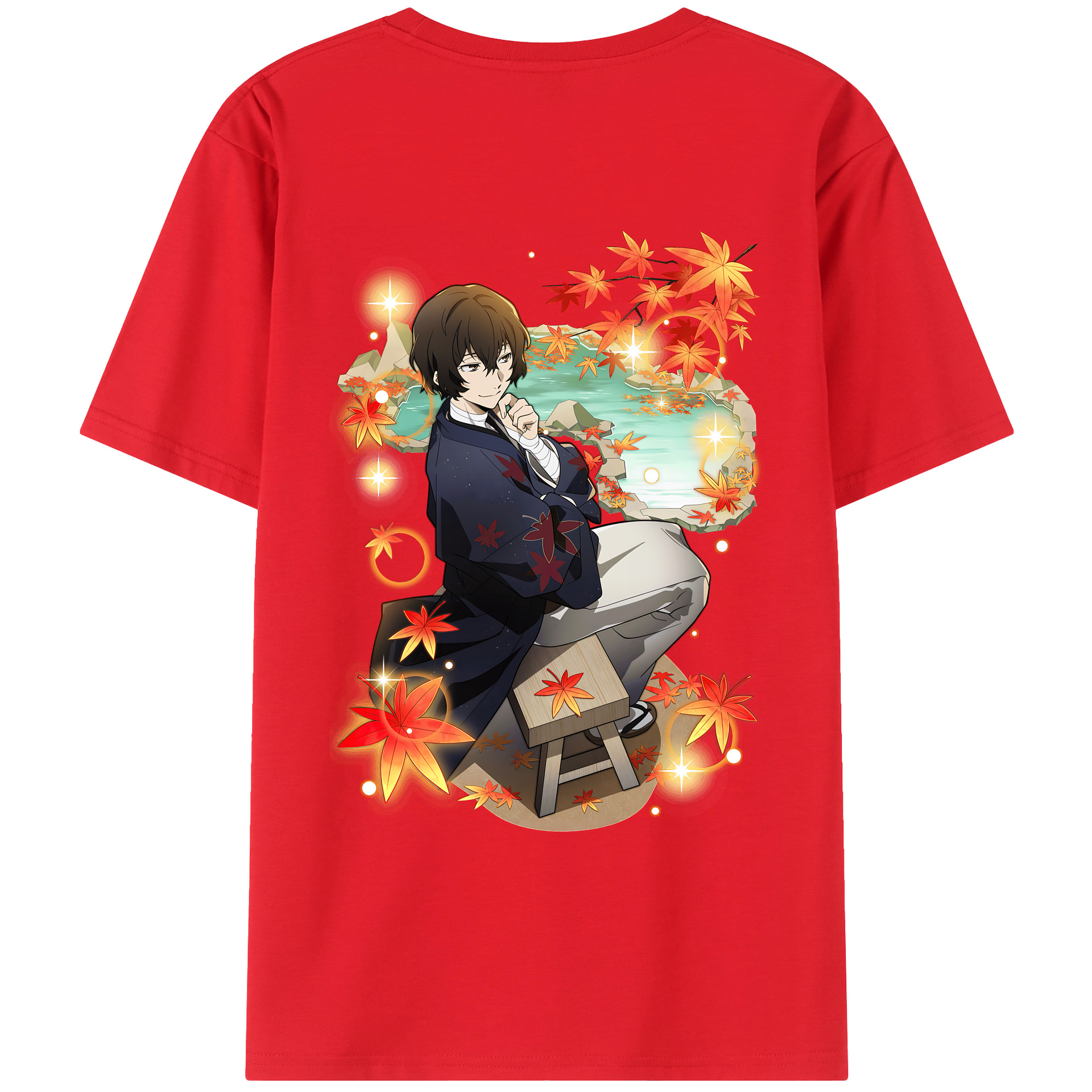 （画像用） 文豪ストレイドッグス Bungo Stray Dogs 綿100％ メンズ半袖Tシャツ（バックプリント） 通気性