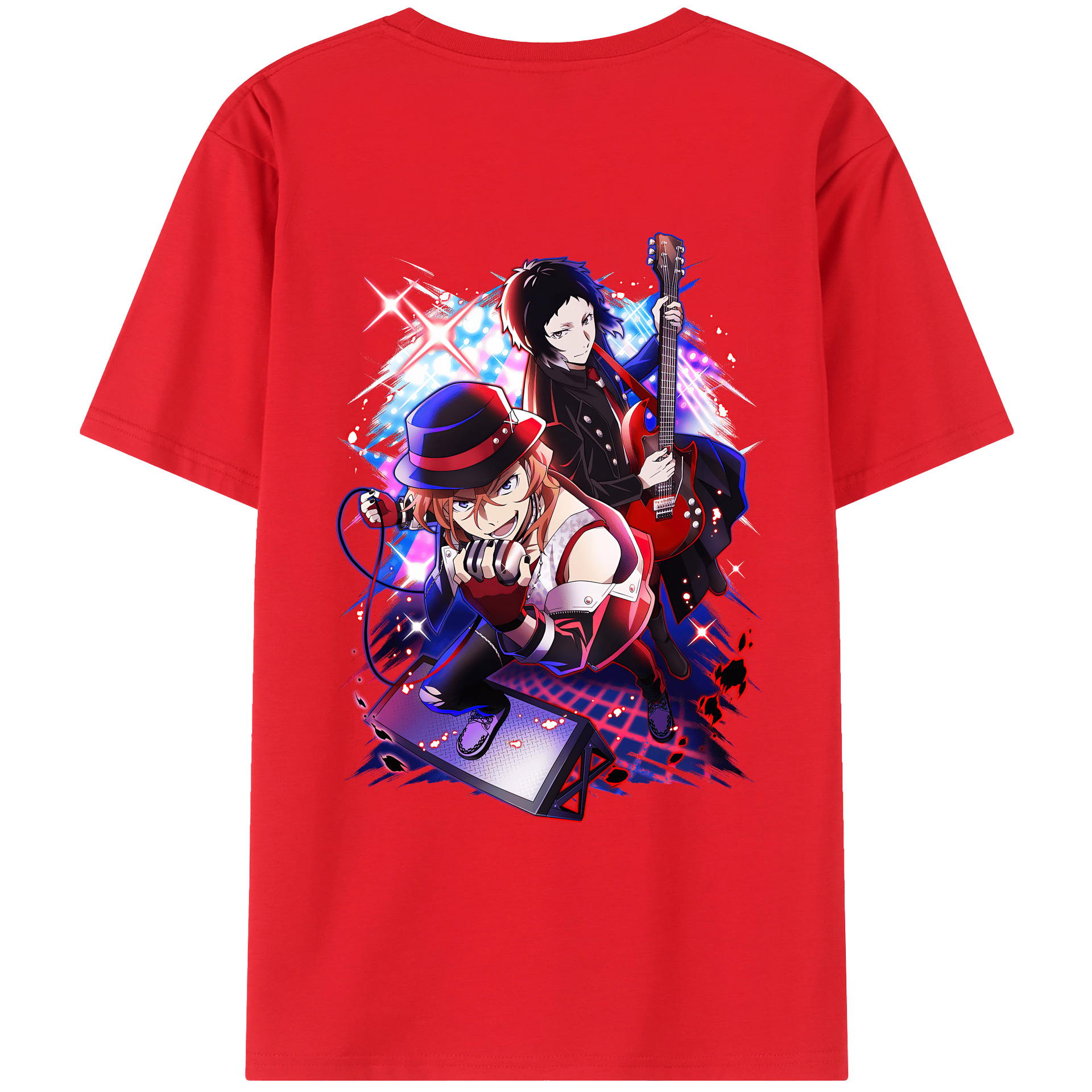 （画像用） 文豪ストレイドッグス Bungo Stray Dogs 綿100％ メンズ半袖Tシャツ（バックプリント） 通気性
