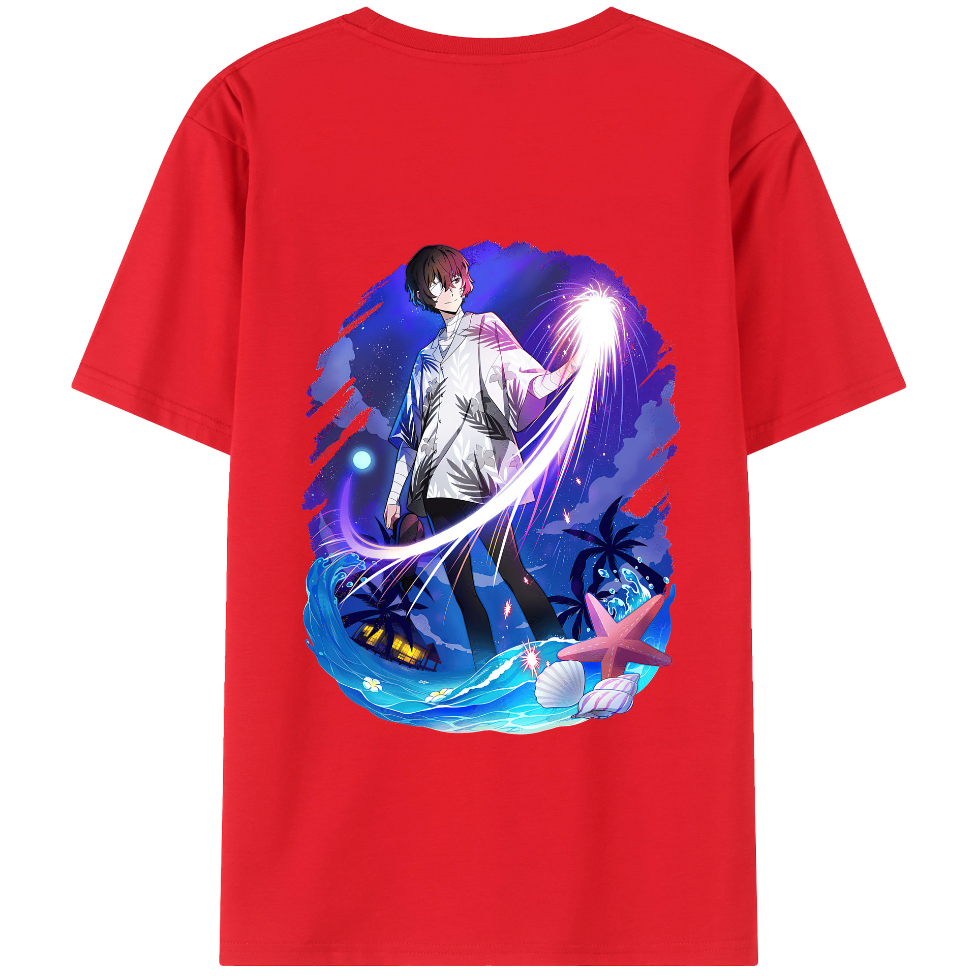 （画像用） 文豪ストレイドッグス Bungo Stray Dogs 綿100％ メンズ半袖Tシャツ（バックプリント） 通気性