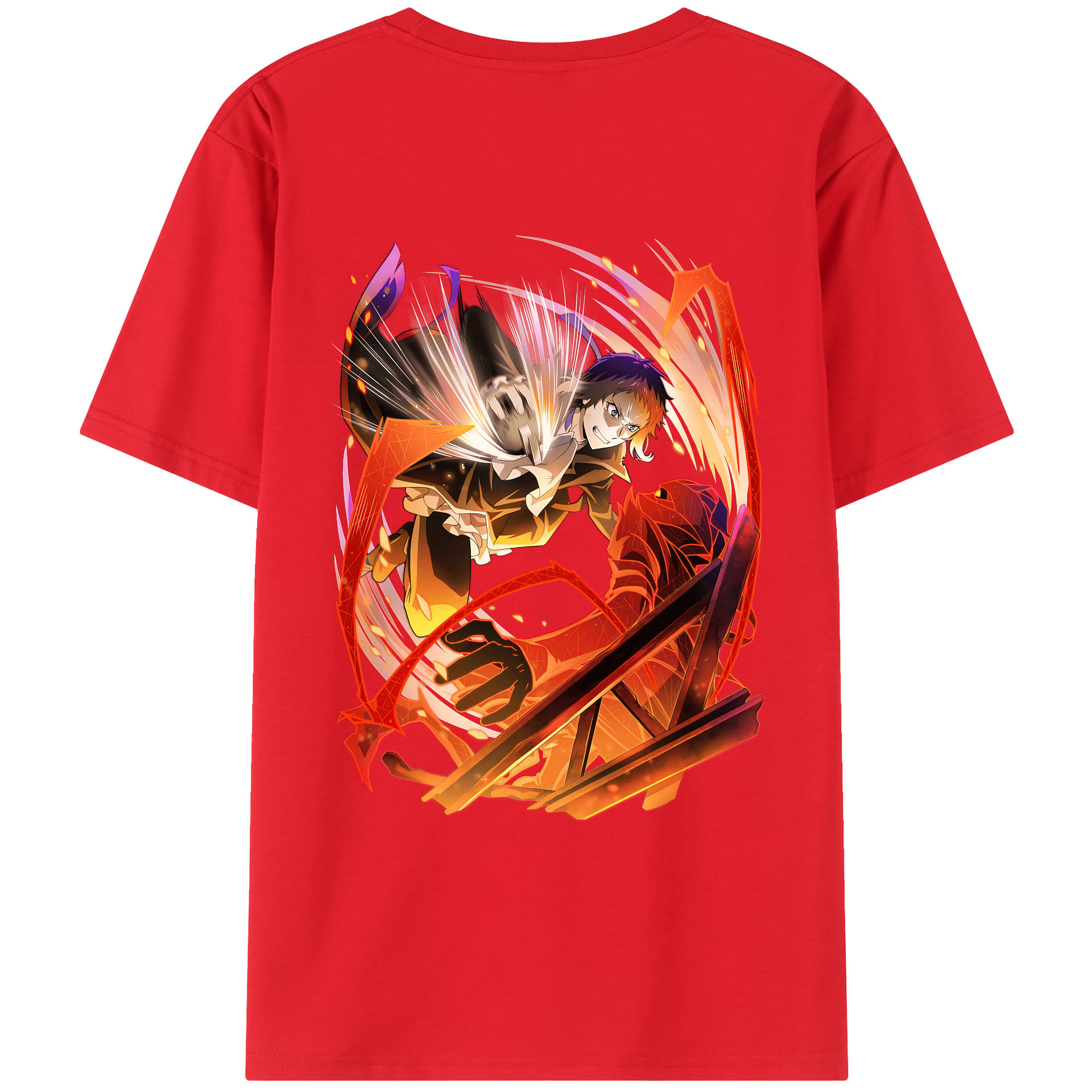 （画像用） 文豪ストレイドッグス Bungo Stray Dogs 綿100％ メンズ半袖Tシャツ（バックプリント） 通気性