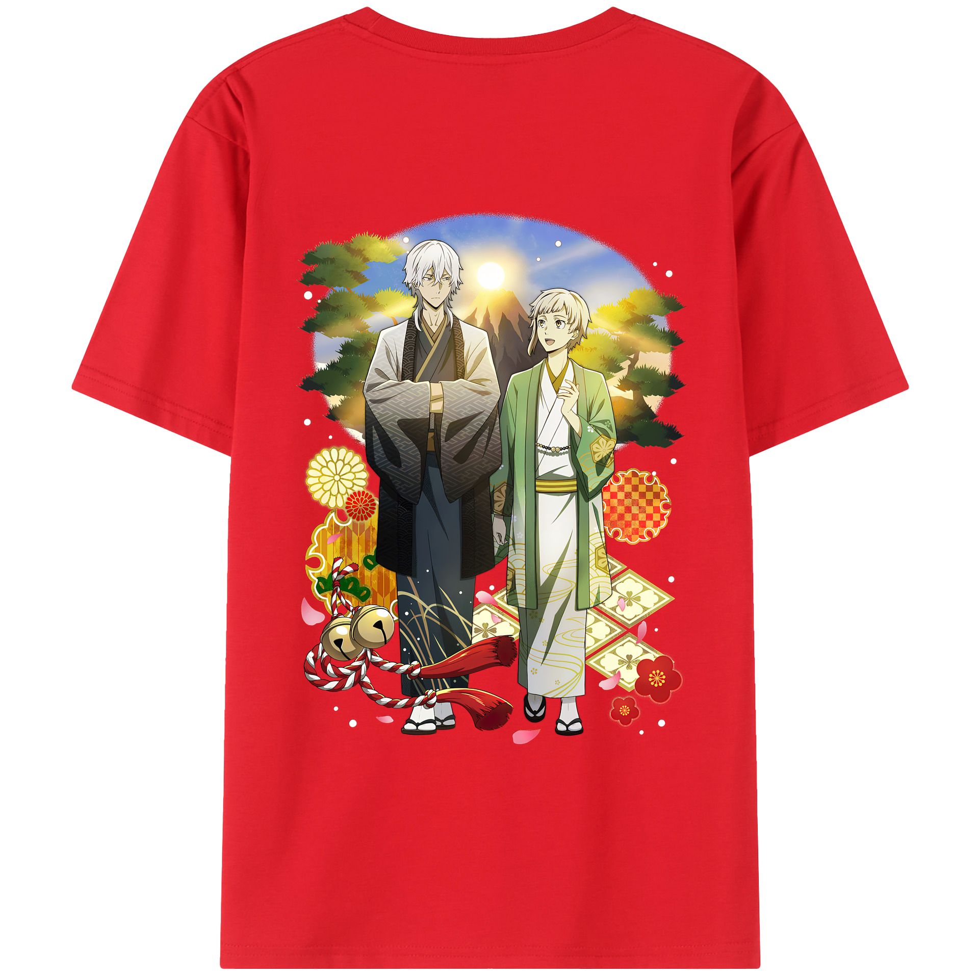 （画像用） 文豪ストレイドッグス Bungo Stray Dogs 綿100％ メンズ半袖Tシャツ（バックプリント） 通気性