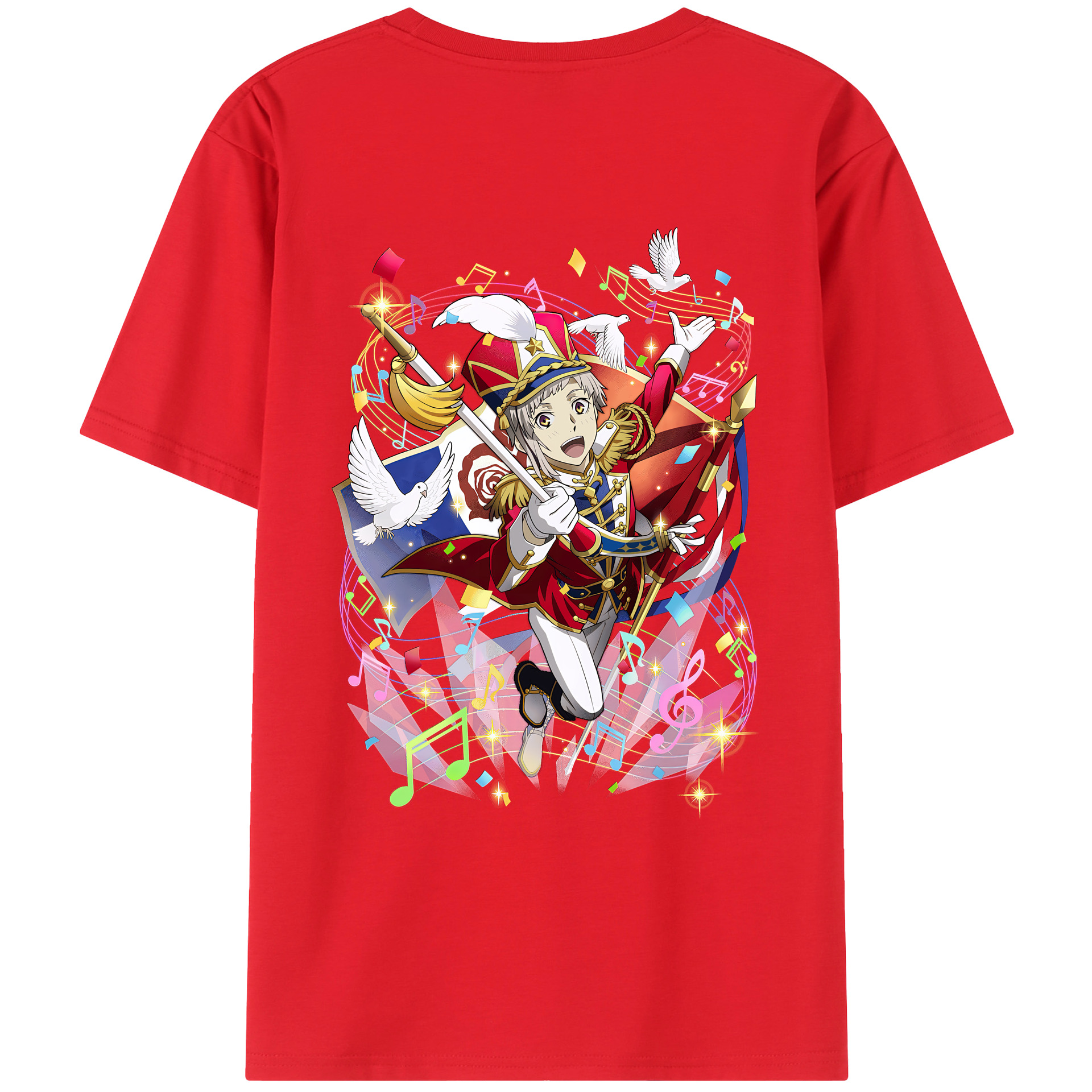 （画像用） 文豪ストレイドッグス Bungo Stray Dogs 綿100％ メンズ半袖Tシャツ（バックプリント） 通気性