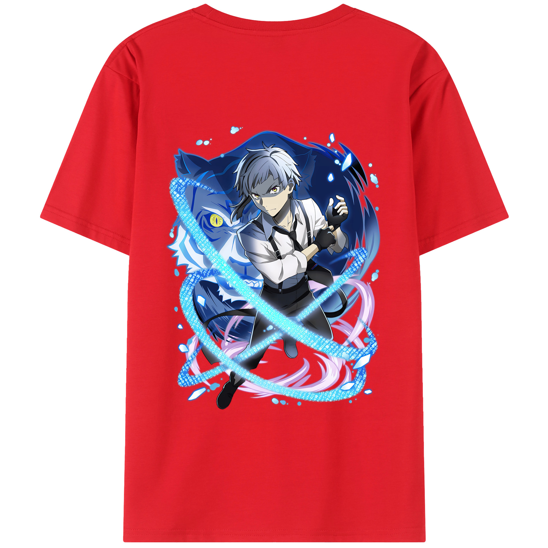 （画像用） 文豪ストレイドッグス Bungo Stray Dogs 綿100％ メンズ半袖Tシャツ（バックプリント） 通気性