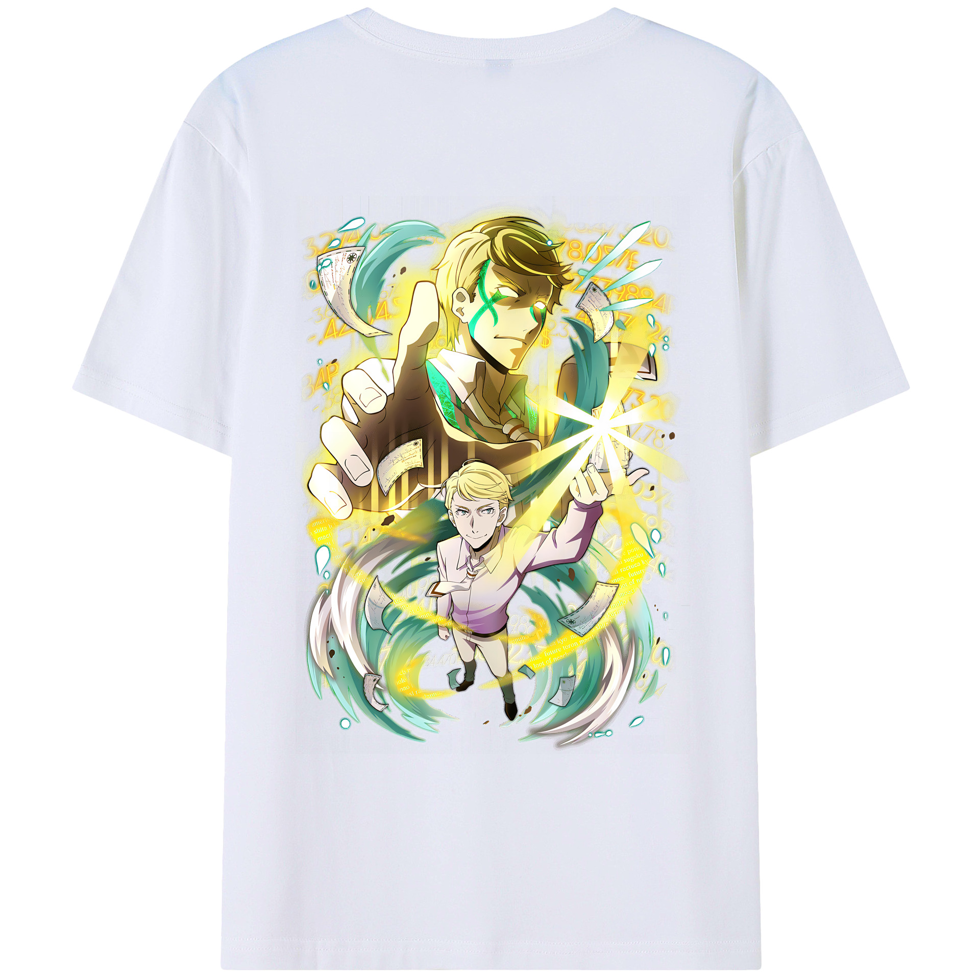 （画像用） 文豪ストレイドッグス Bungo Stray Dogs 綿100％ メンズ半袖Tシャツ（バックプリント） 通気性