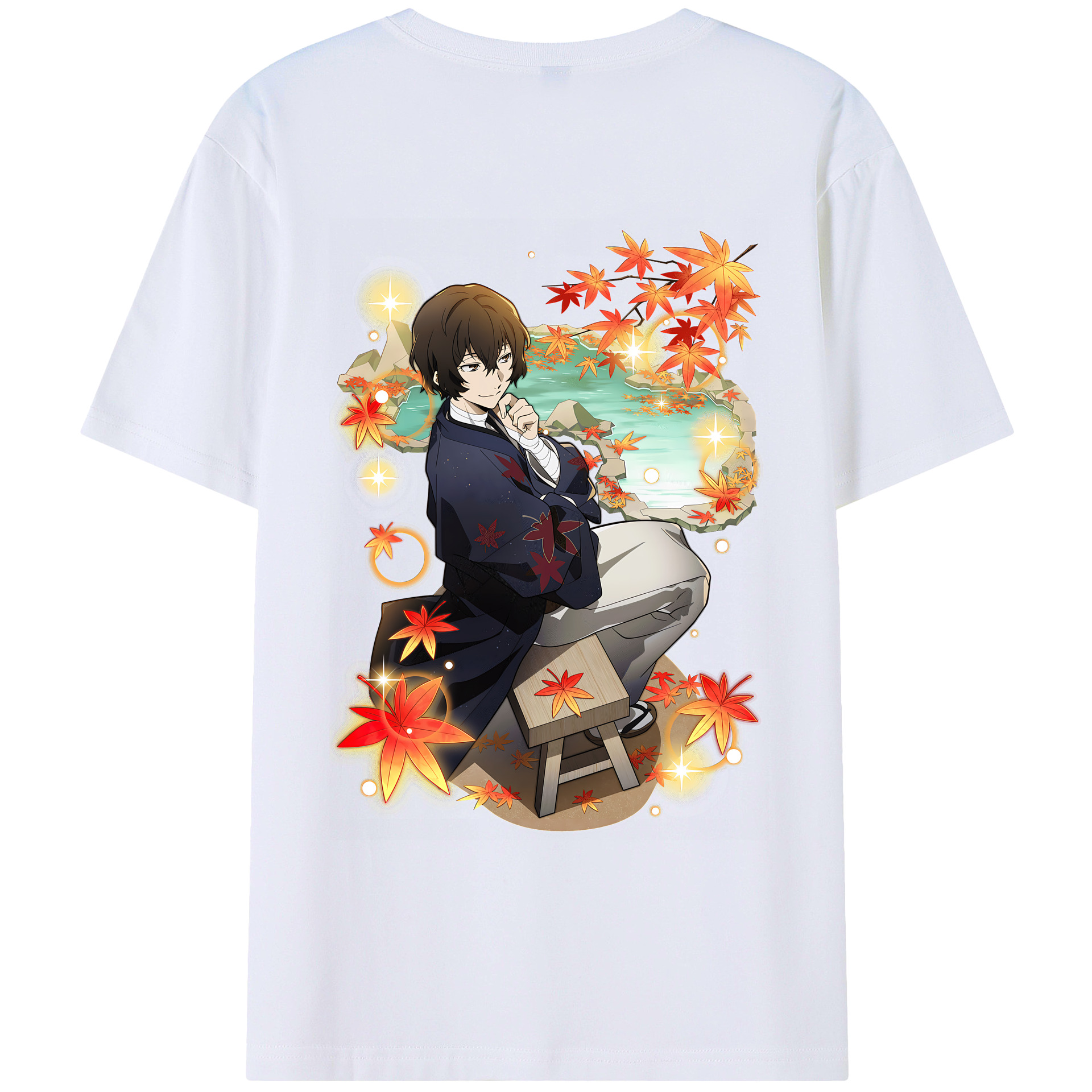 （画像用） 文豪ストレイドッグス Bungo Stray Dogs 綿100％ メンズ半袖Tシャツ（バックプリント） 通気性