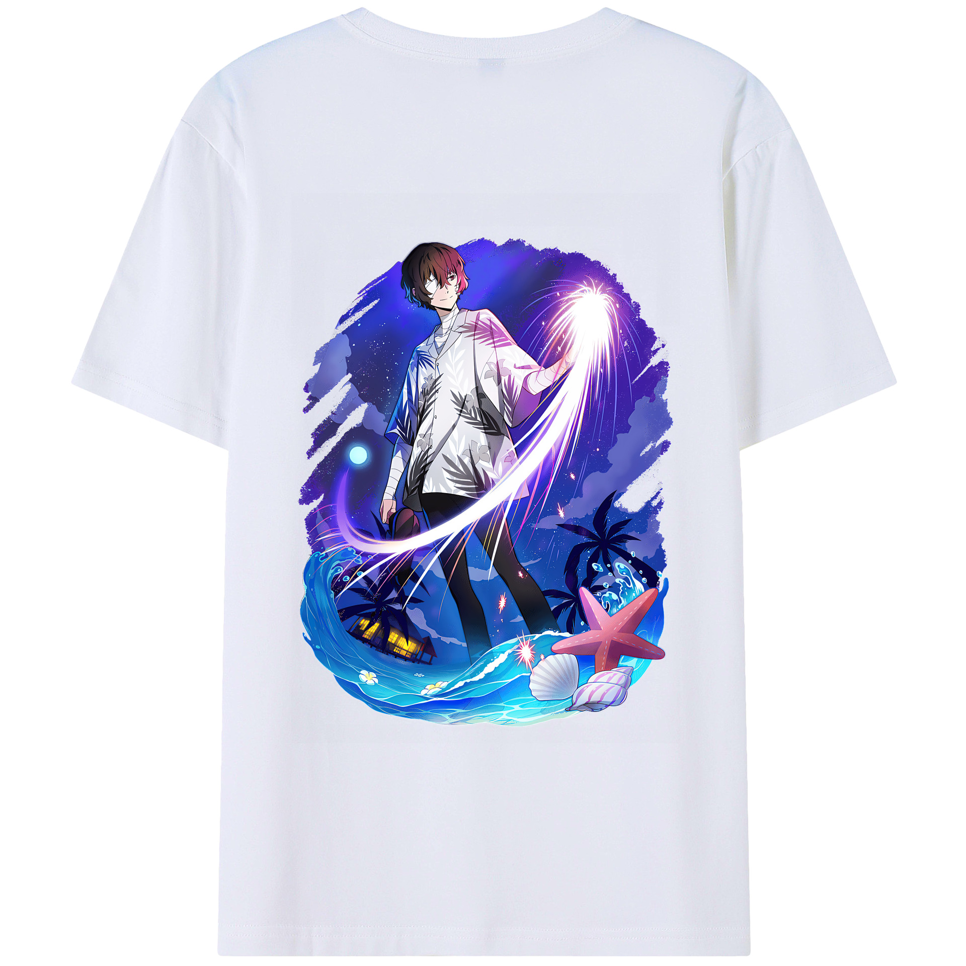 （画像用） 文豪ストレイドッグス Bungo Stray Dogs 綿100％ メンズ半袖Tシャツ（バックプリント） 通気性