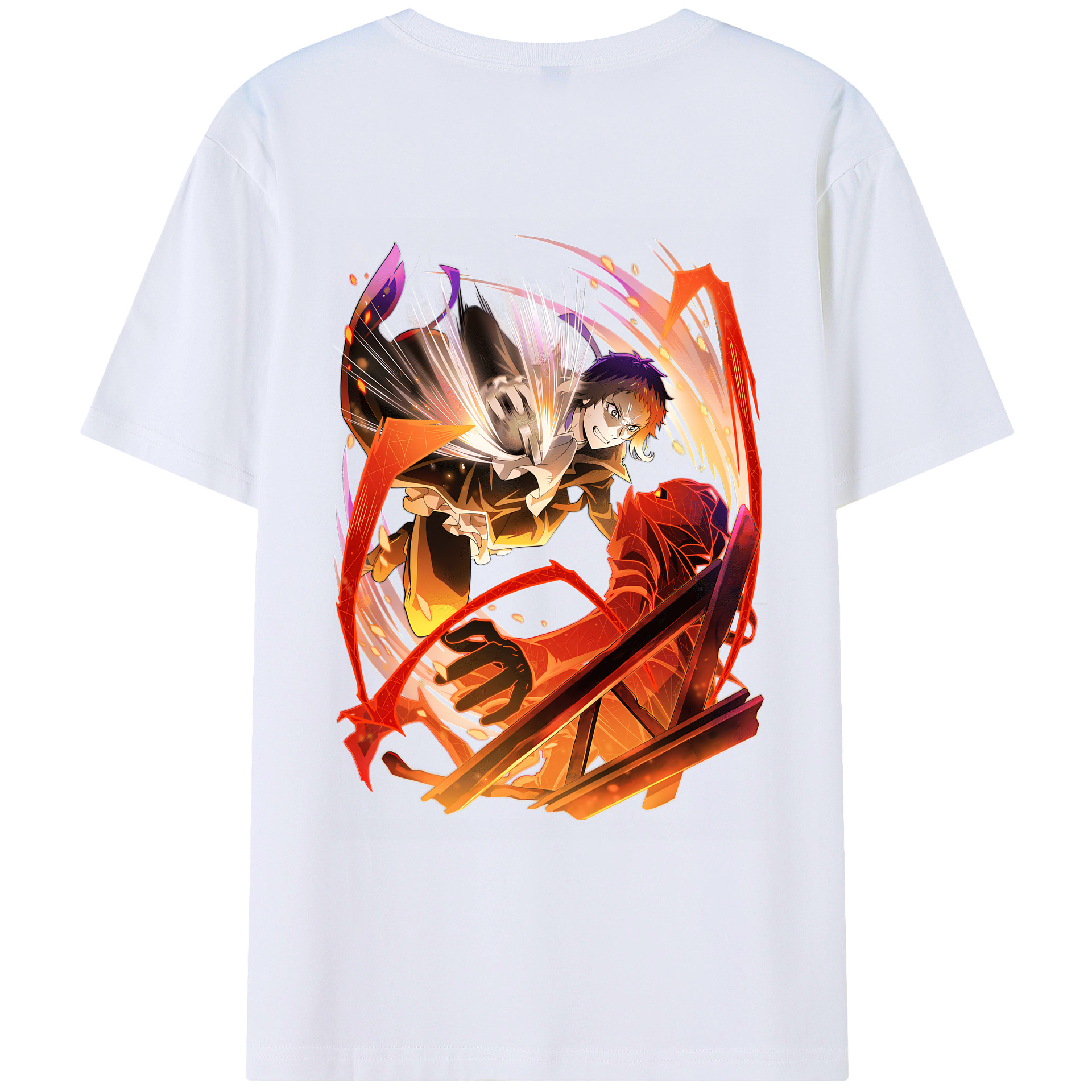 （画像用） 文豪ストレイドッグス Bungo Stray Dogs 綿100％ メンズ半袖Tシャツ（バックプリント） 通気性