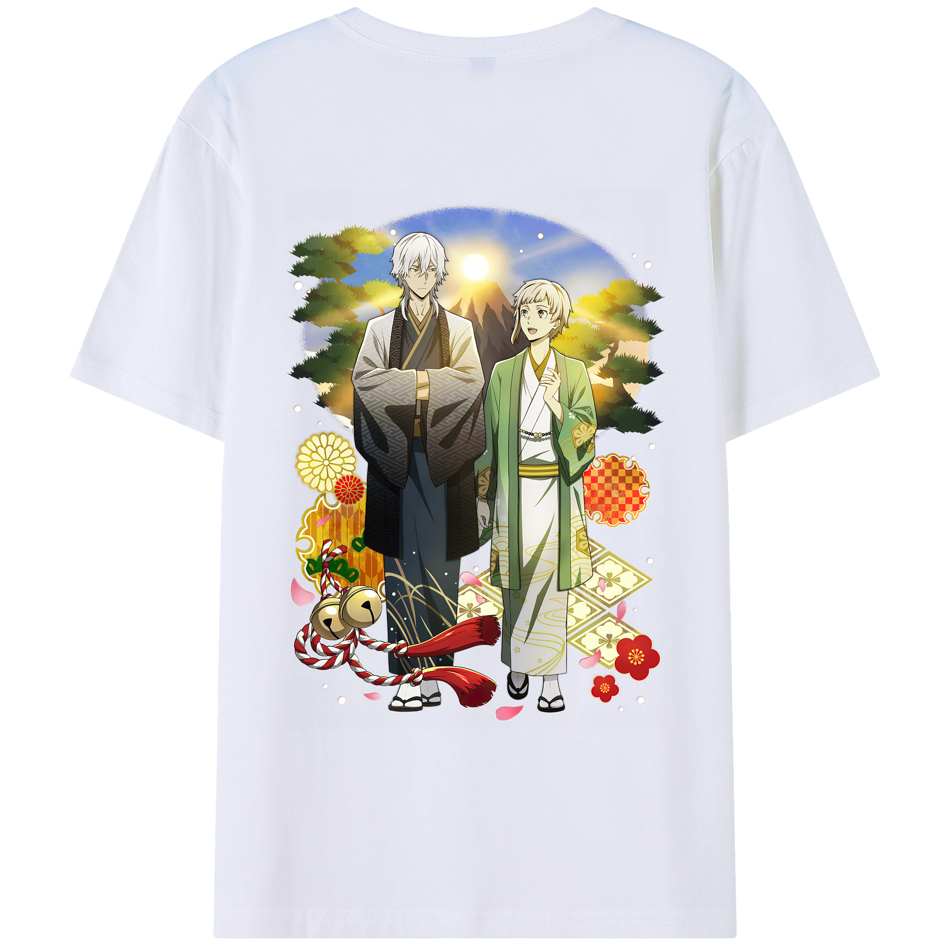 （画像用） 文豪ストレイドッグス Bungo Stray Dogs 綿100％ メンズ半袖Tシャツ（バックプリント） 通気性