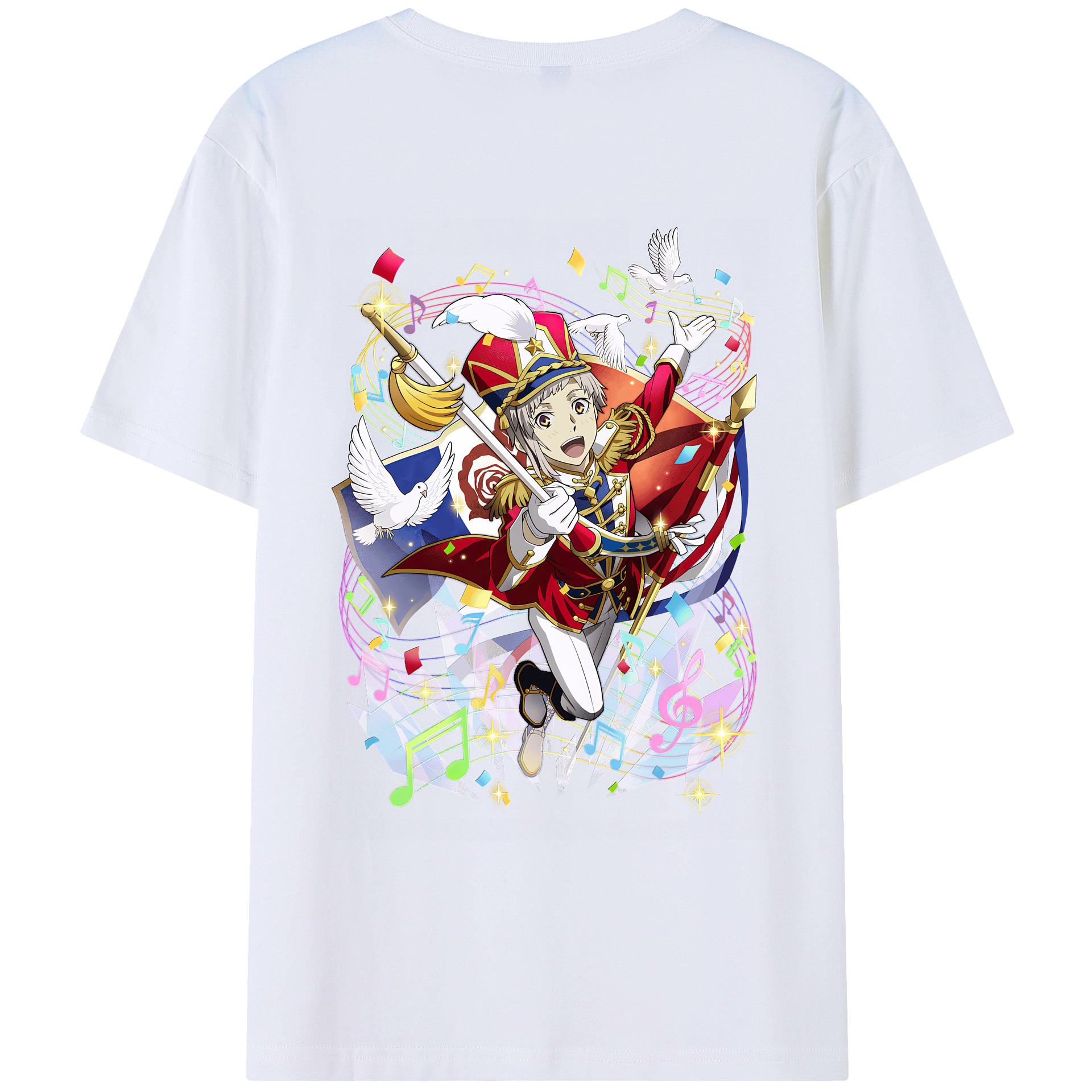 （画像用） 文豪ストレイドッグス Bungo Stray Dogs 綿100％ メンズ半袖Tシャツ（バックプリント） 通気性