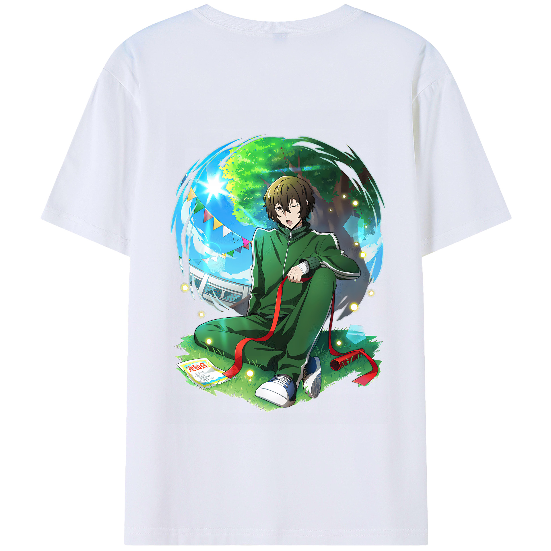 （画像用） 文豪ストレイドッグス Bungo Stray Dogs 綿100％ メンズ半袖Tシャツ（バックプリント） 通気性