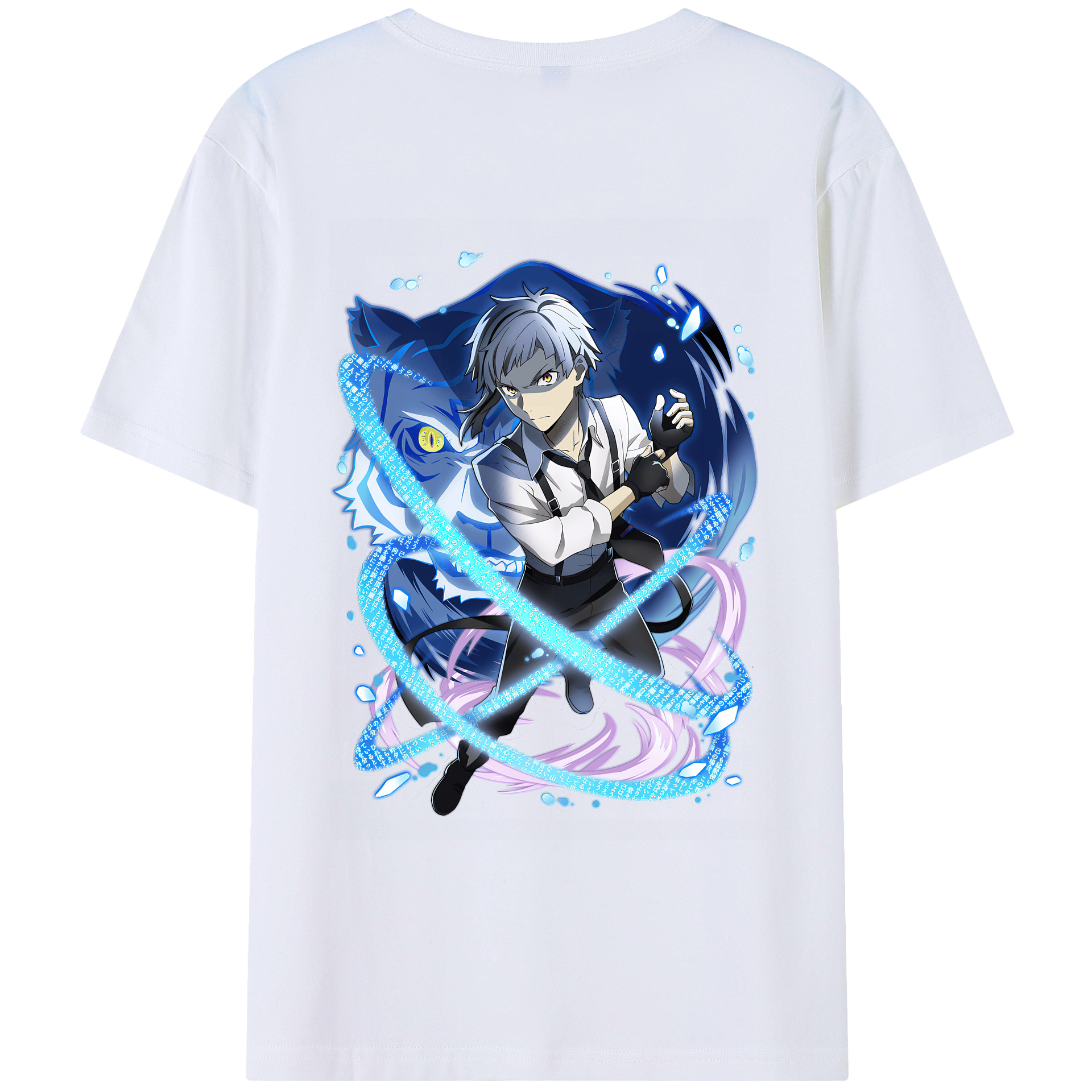 （画像用） 文豪ストレイドッグス Bungo Stray Dogs 綿100％ メンズ半袖Tシャツ（バックプリント） 通気性