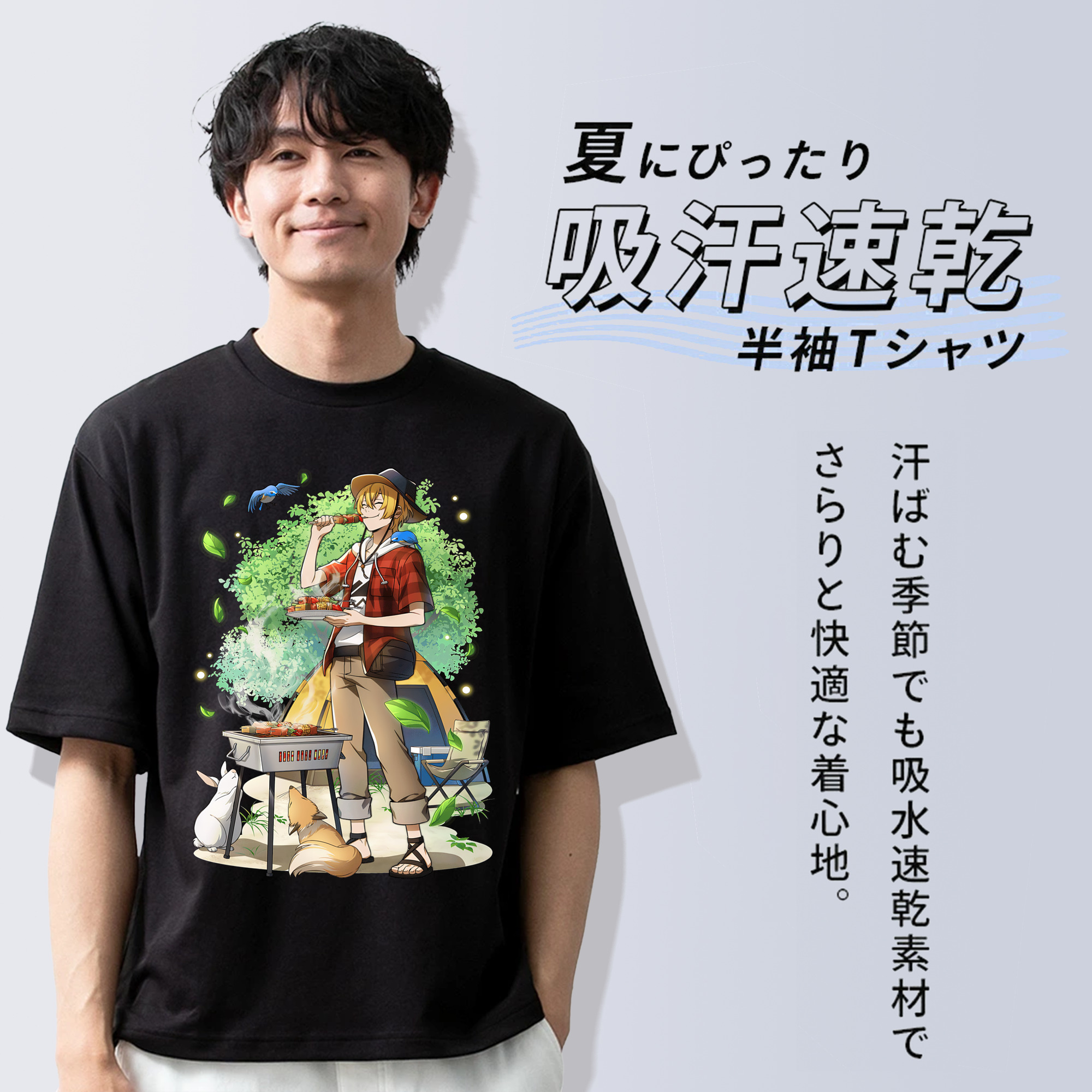 文豪ストレイドッグス Bungo Stray Dogs 綿100％ メンズ半袖Tシャツ｜肌触りやわらか＆通気性