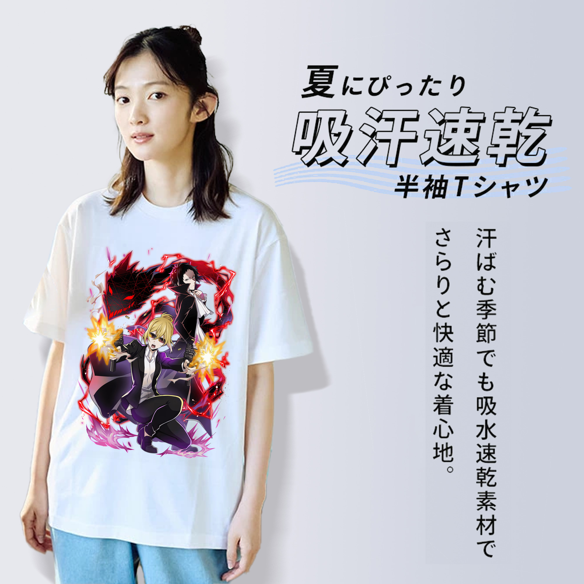 文豪ストレイドッグス Bungo Stray Dogs レディースカジュアルプリントTシャツ（綿100％）