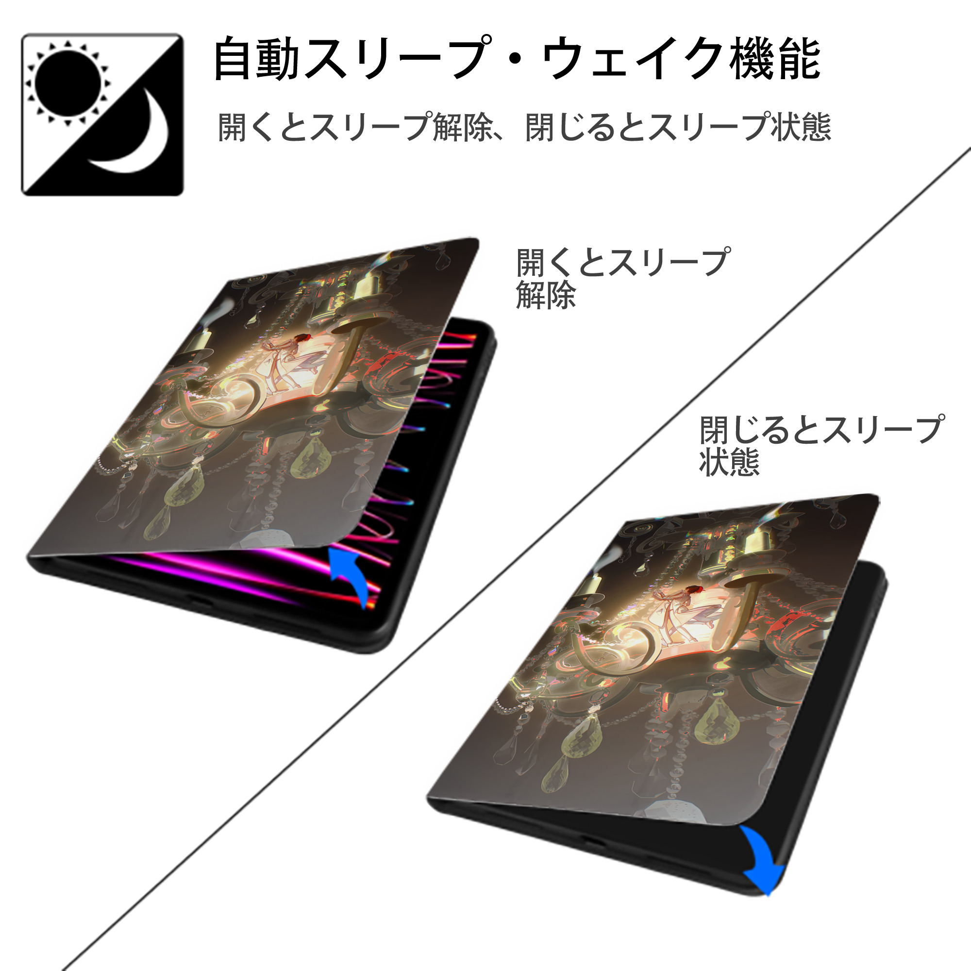 文豪ストレイドッグス Bungo Stray Dogs IPad ケース ブック型 PUレザー TPU 耐衝撃 軽量 薄型 ペン収納なし 全面保護 IPad 各モデル対応