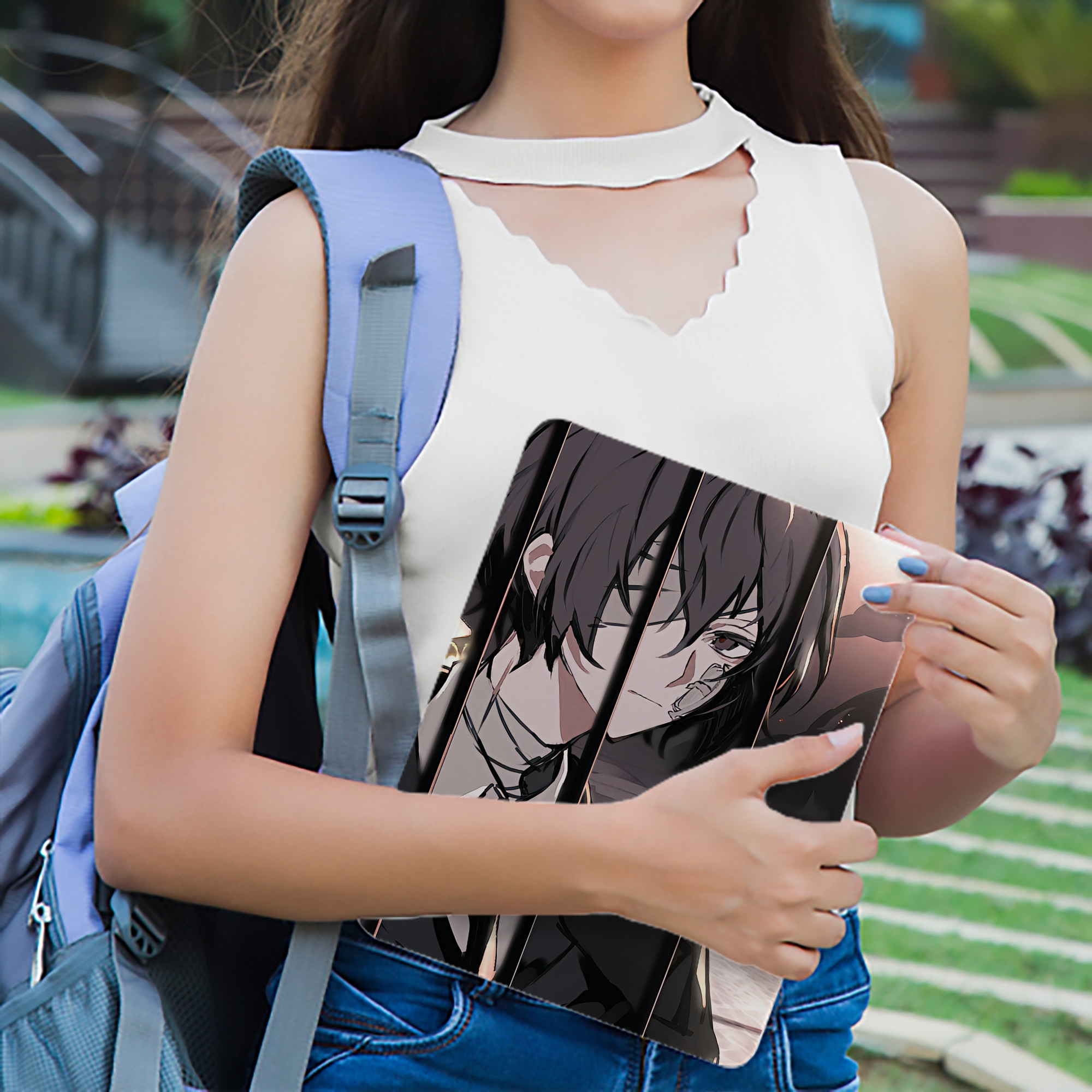 文豪ストレイドッグス Bungo Stray Dogs IPad ケース ブック型 PUレザー TPU 耐衝撃 軽量 薄型 ペン収納なし 全面保護 IPad 各モデル対応