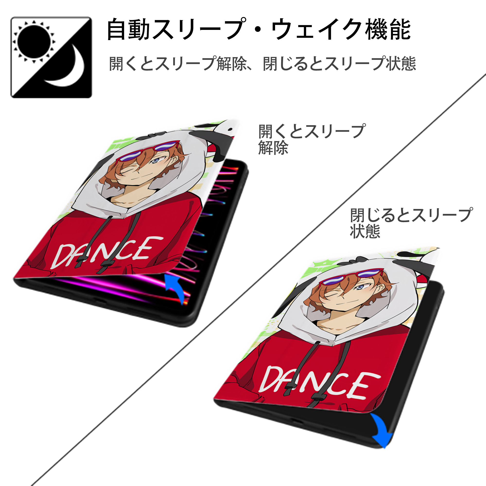 文豪ストレイドッグス Bungo Stray Dogs IPad ケース ブック型 PUレザー TPU 耐衝撃 軽量 薄型 ペン収納なし 全面保護 IPad 各モデル対応