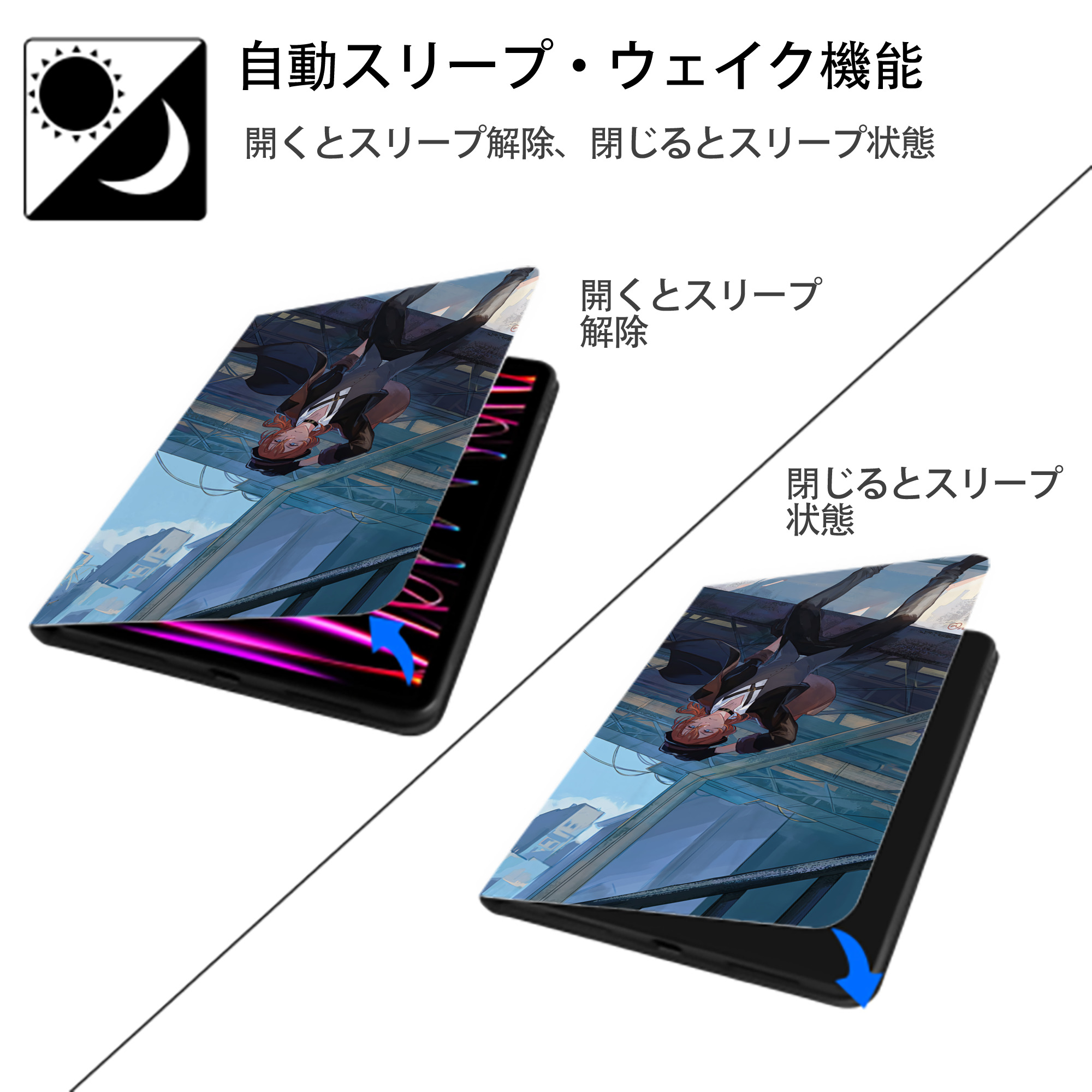 文豪ストレイドッグス Bungo Stray Dogs IPadケース ペンホルダー付き ブックスタイルデザイン