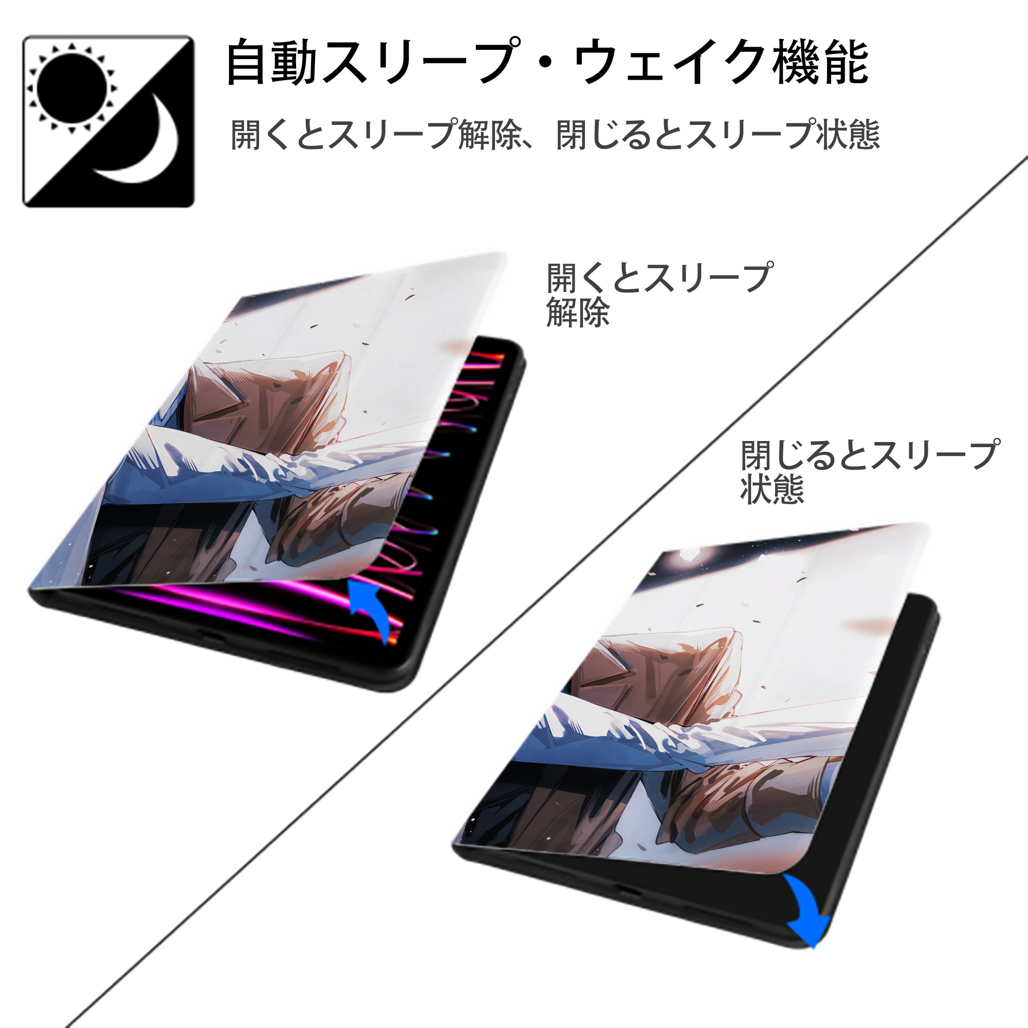 文豪ストレイドッグス Bungo Stray Dogs IPadケース ペンホルダー付き ブックスタイルデザイン
