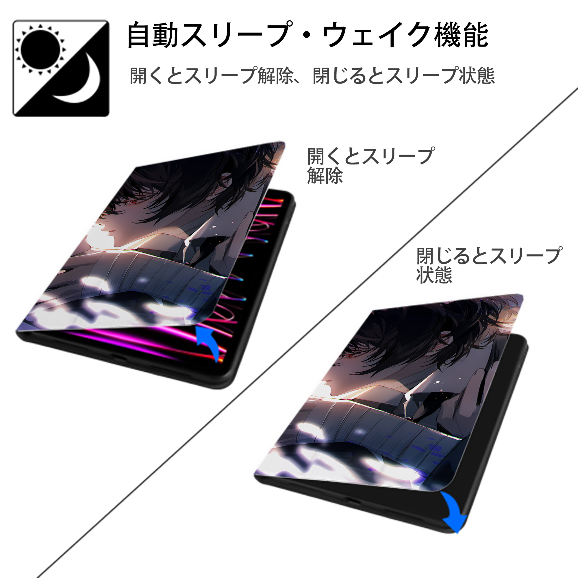 文豪ストレイドッグス Bungo Stray Dogs IPadケース ペンホルダー付き ブックスタイルデザイン