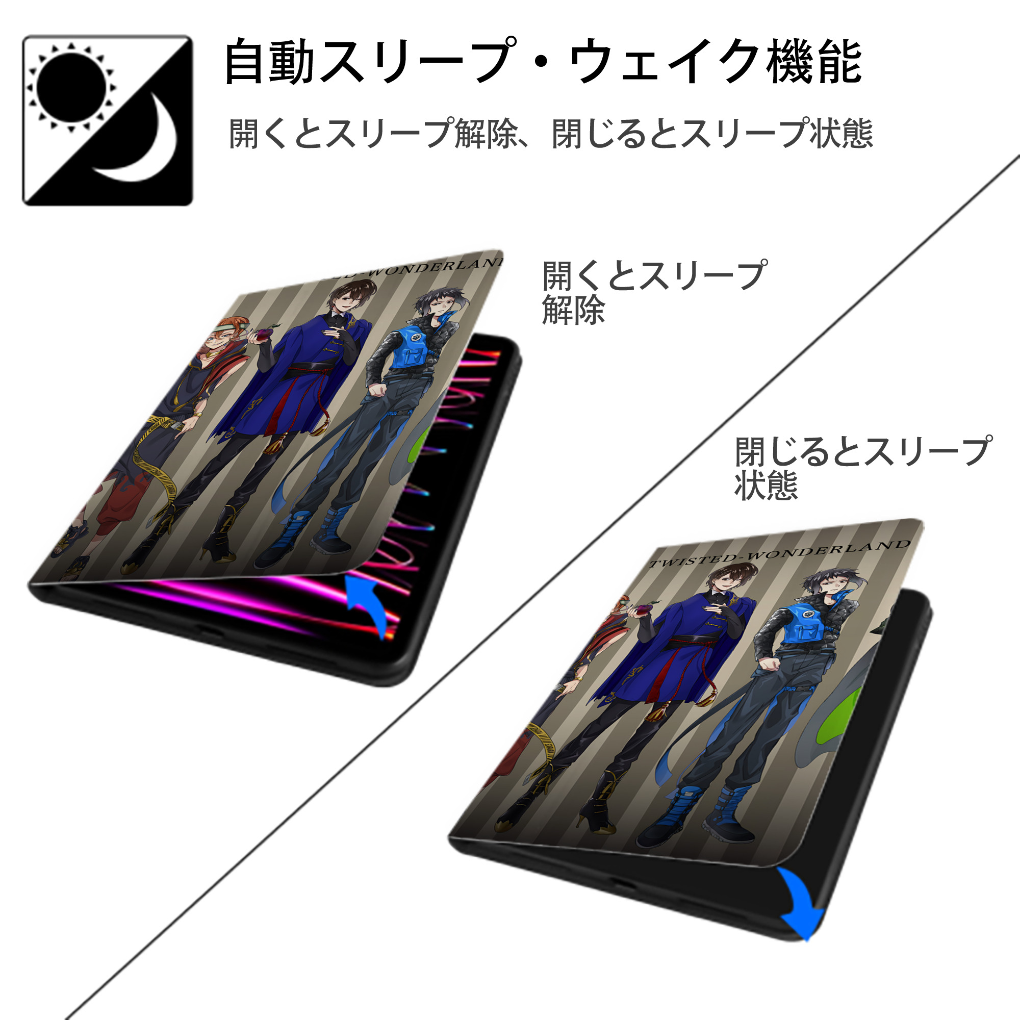 文豪ストレイドッグス Bungo Stray Dogs IPadケース ペンホルダー付き ブックスタイルデザイン