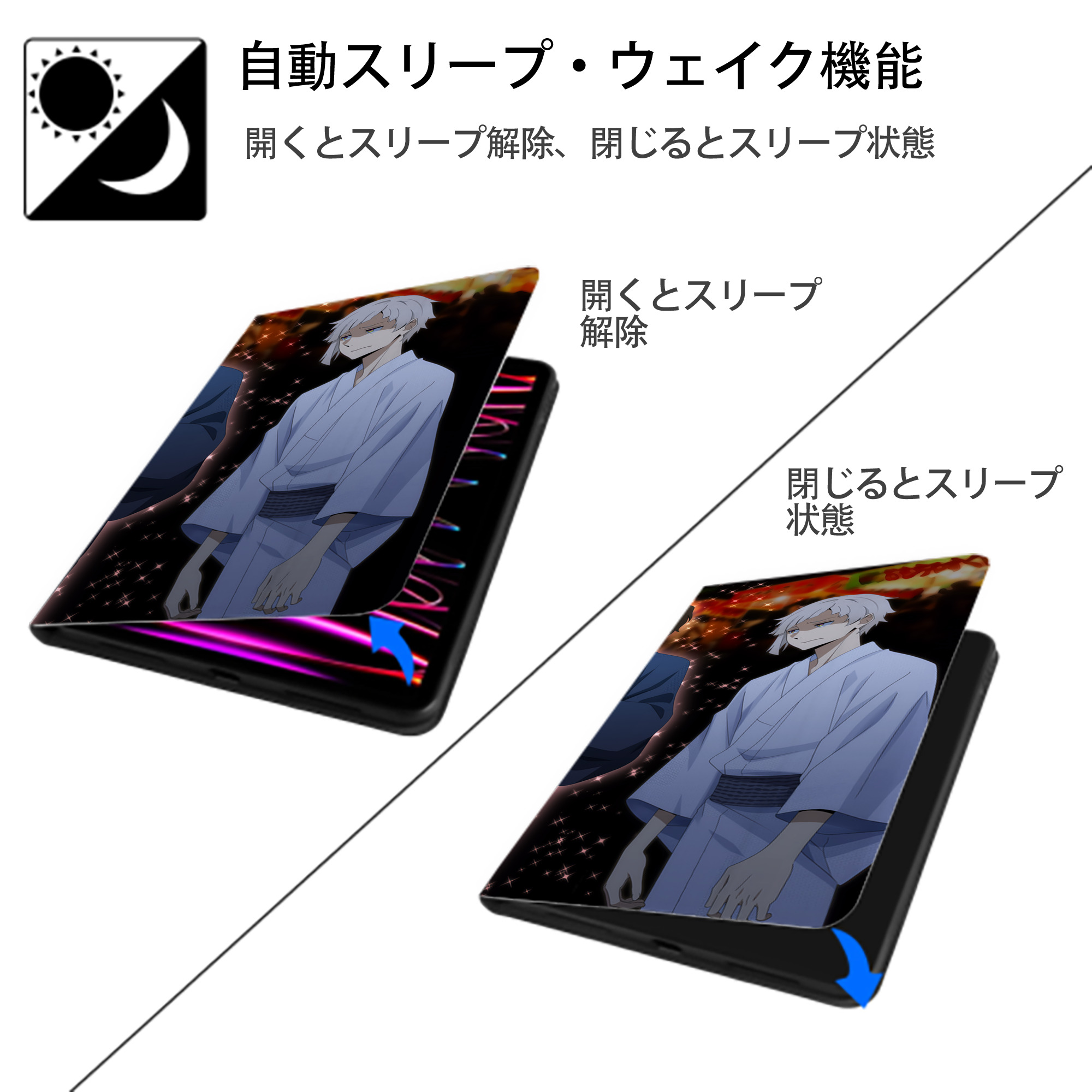 文豪ストレイドッグス Bungo Stray Dogs IPadケース ペンホルダー付き ブックスタイルデザイン