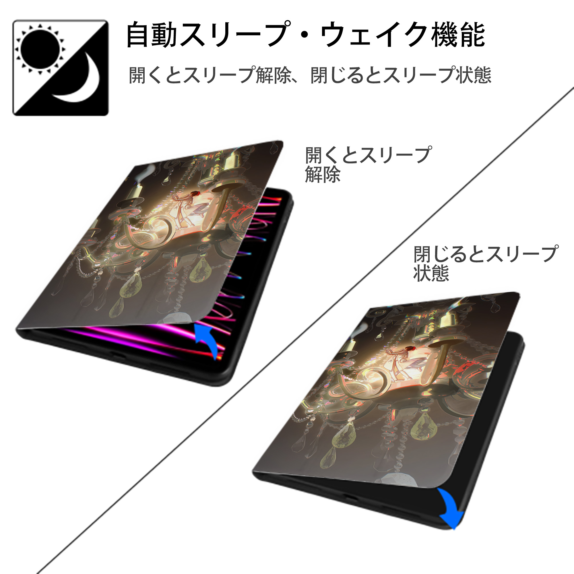 文豪ストレイドッグス Bungo Stray Dogs IPadケース ペンホルダー付き ブックスタイルデザイン