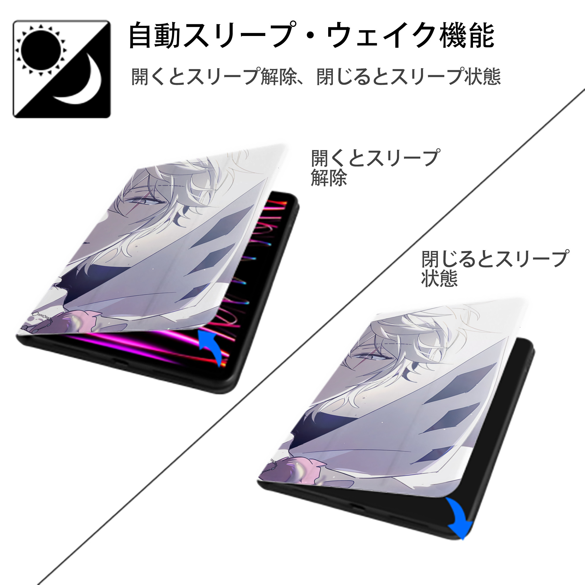 文豪ストレイドッグス Bungo Stray Dogs IPadケース ペンホルダー付き ブックスタイルデザイン