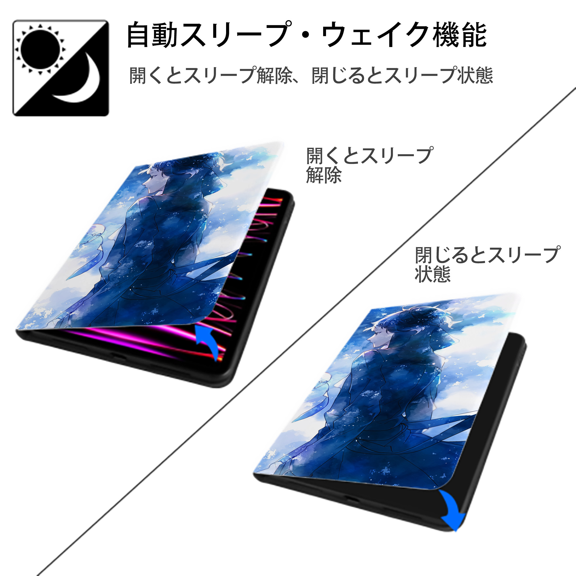 文豪ストレイドッグス Bungo Stray Dogs IPadケース ペンホルダー付き ブックスタイルデザイン