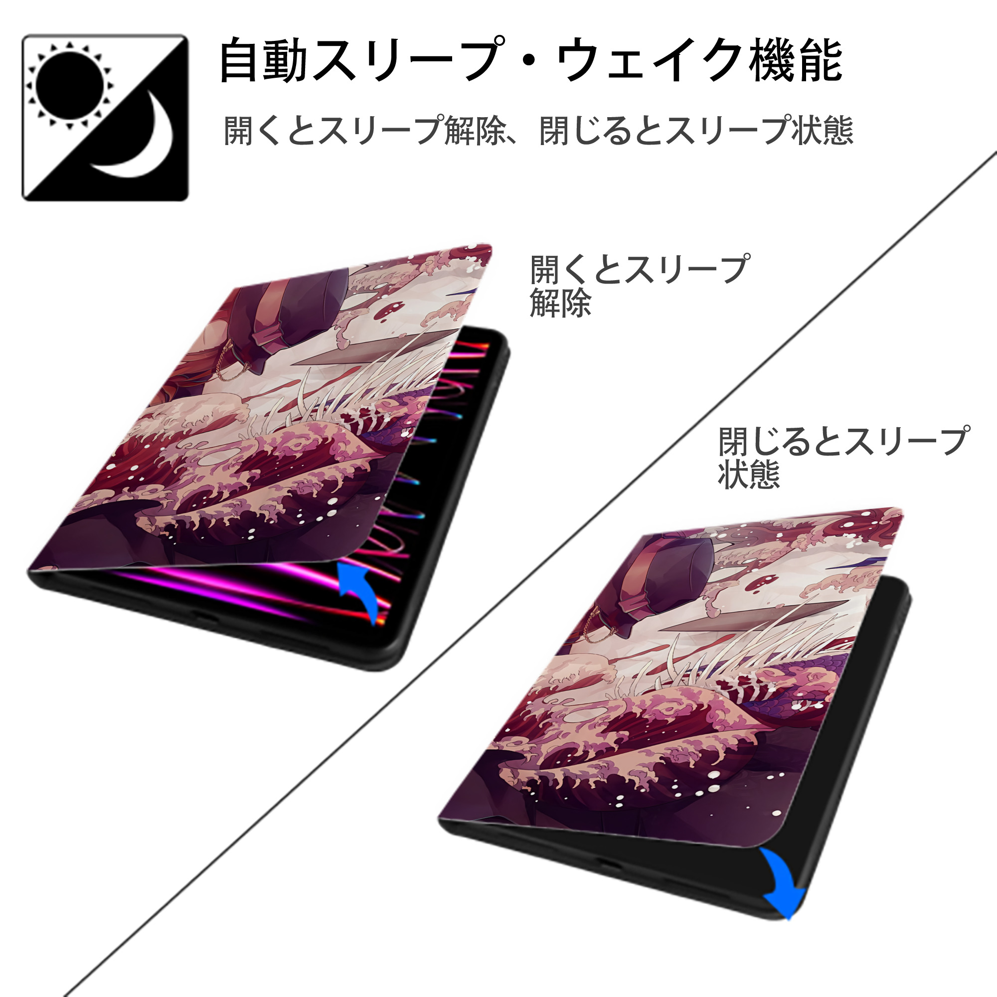 文豪ストレイドッグス Bungo Stray Dogs IPadケース ペンホルダー付き ブックスタイルデザイン