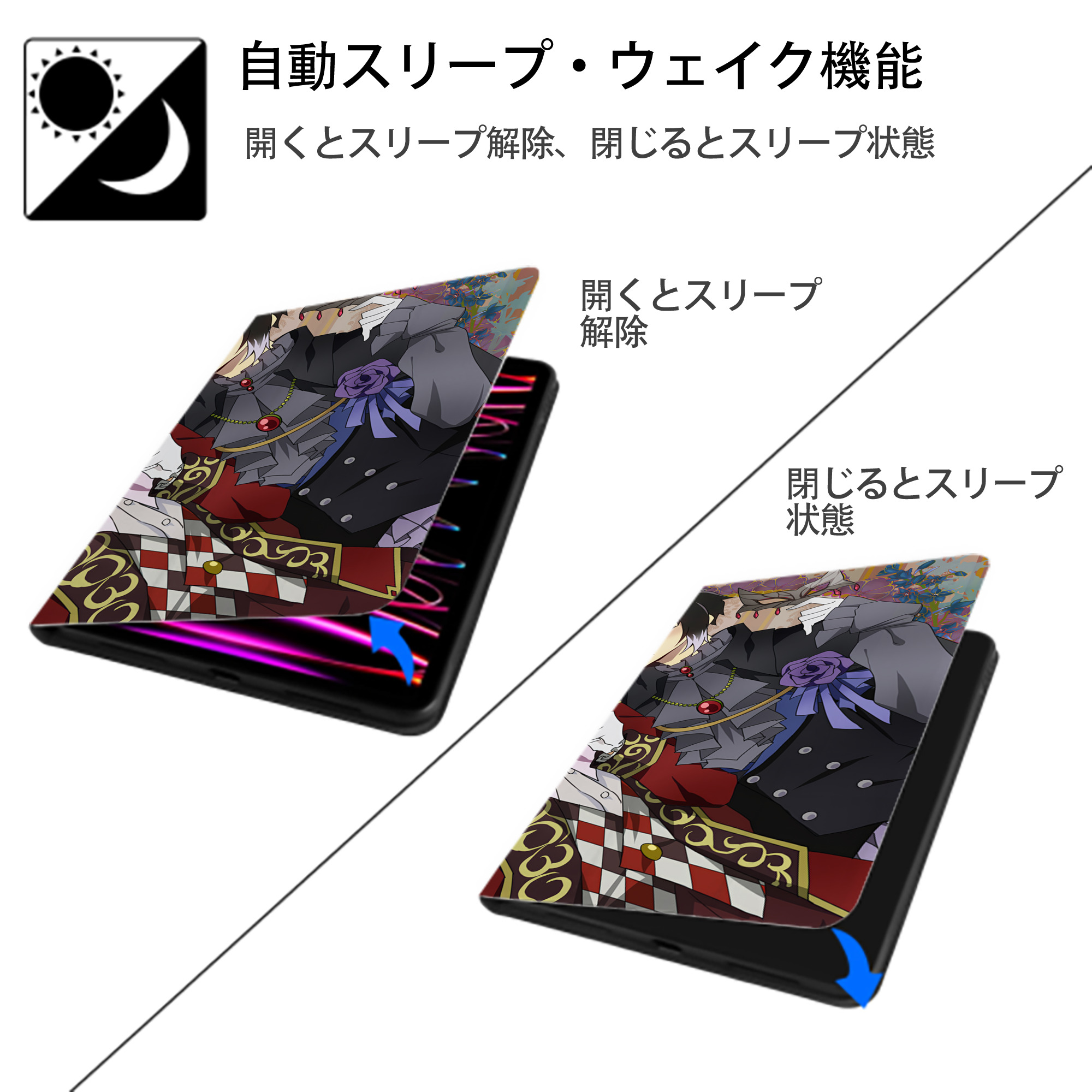文豪ストレイドッグス Bungo Stray Dogs IPadケース ペンホルダー付き ブックスタイルデザイン