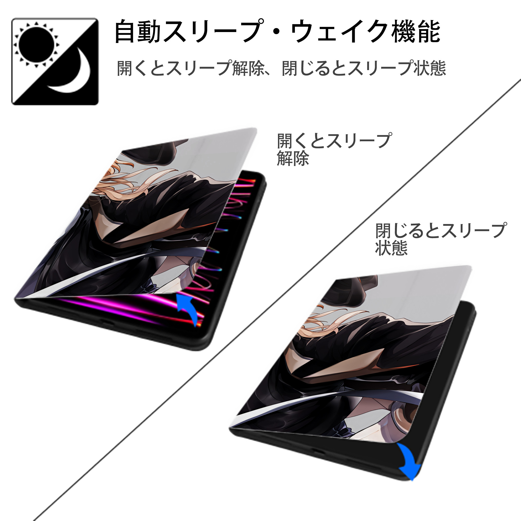 文豪ストレイドッグス Bungo Stray Dogs IPadケース ペンホルダー付き ブックスタイルデザイン