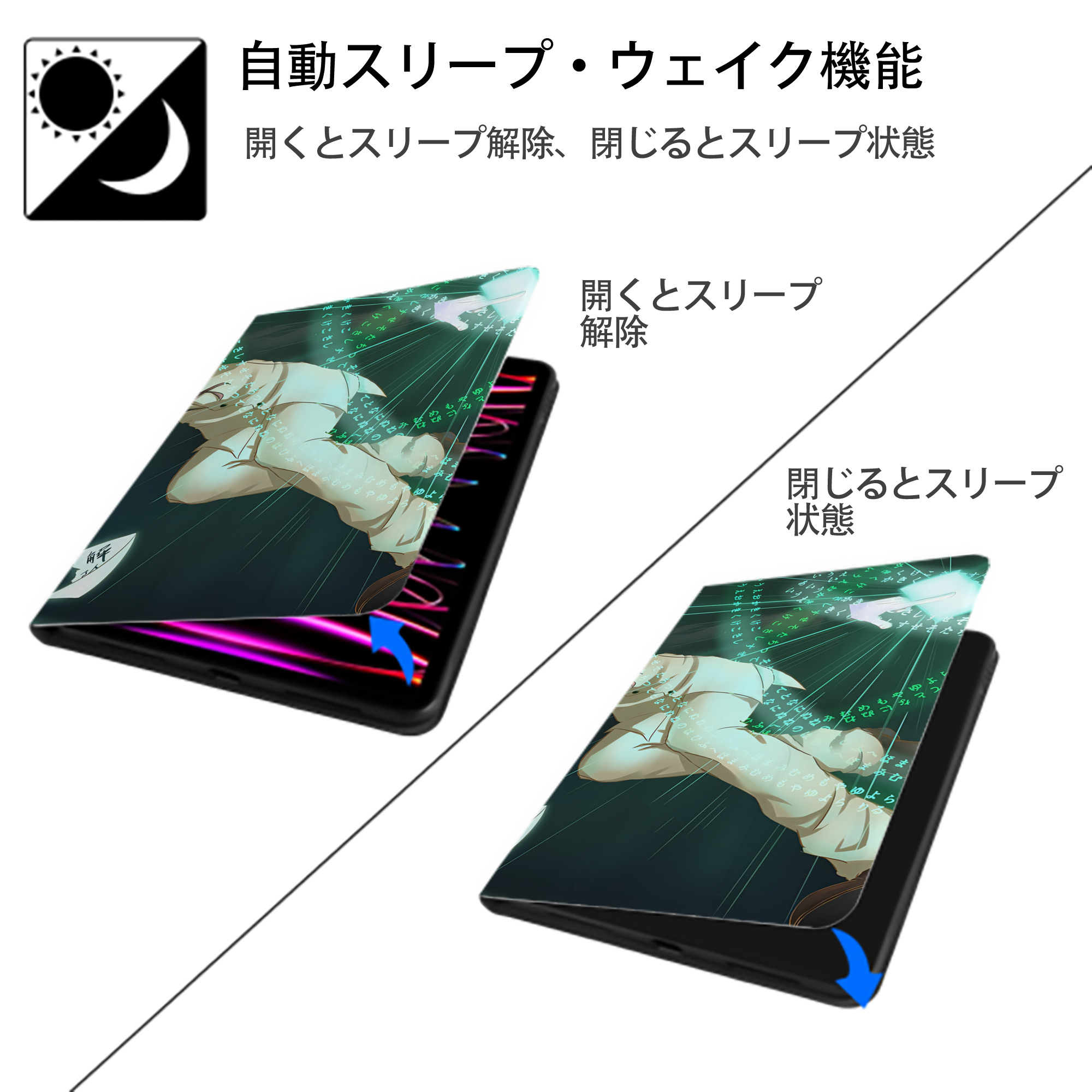 文豪ストレイドッグス Bungo Stray Dogs IPadケース ペンホルダー付き ブックスタイルデザイン