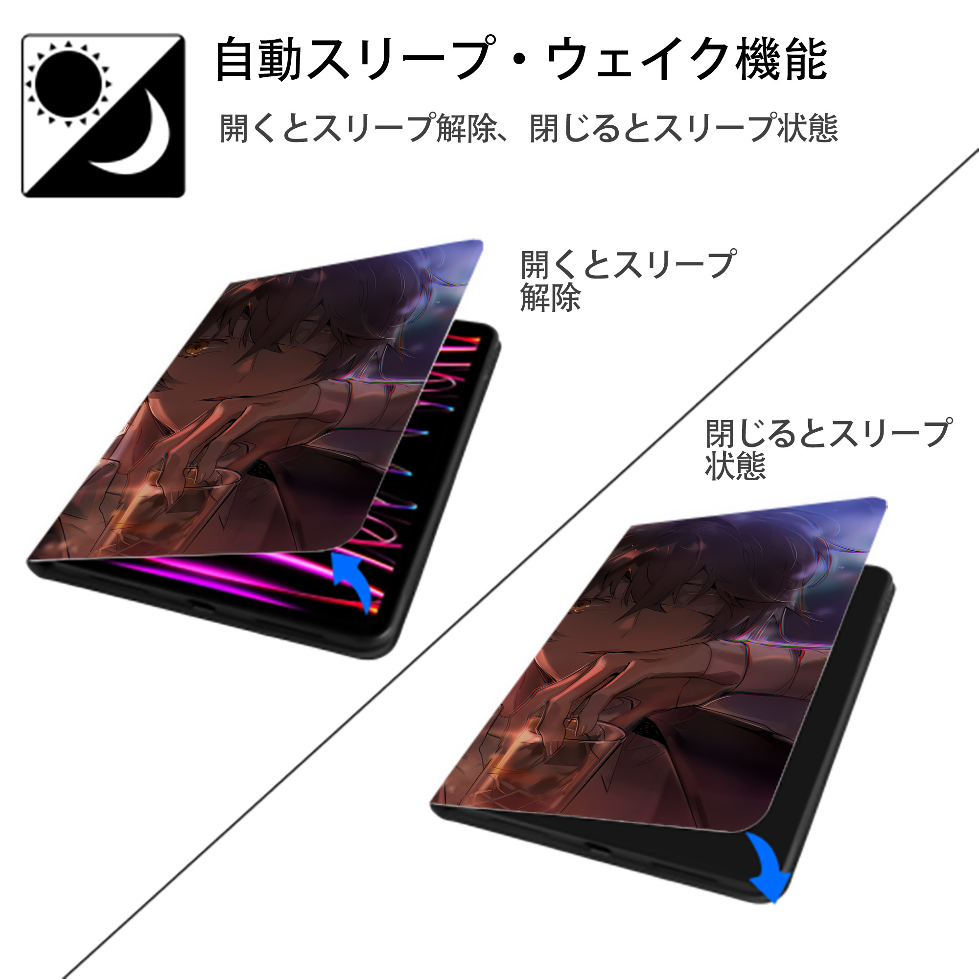 文豪ストレイドッグス Bungo Stray Dogs IPadケース ペンホルダー付き ブックスタイルデザイン