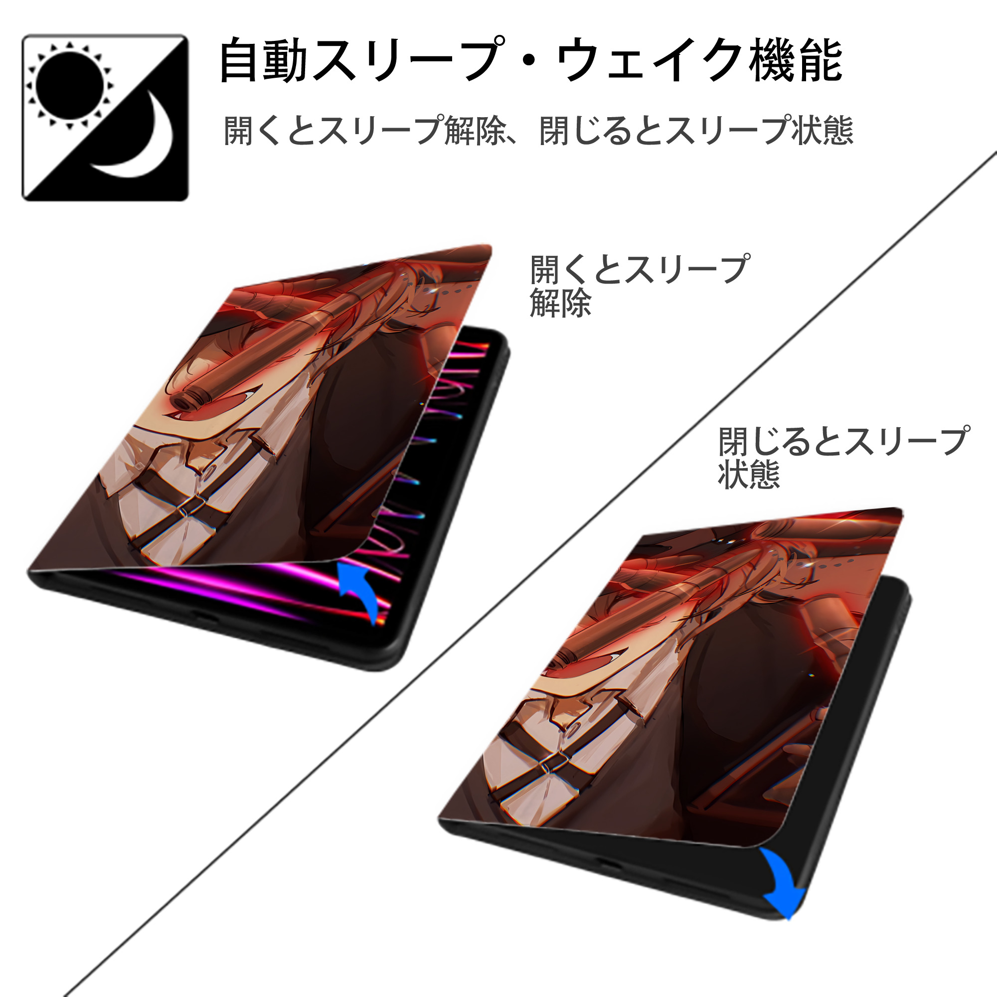 文豪ストレイドッグス Bungo Stray Dogs IPadケース ペンホルダー付き ブックスタイルデザイン